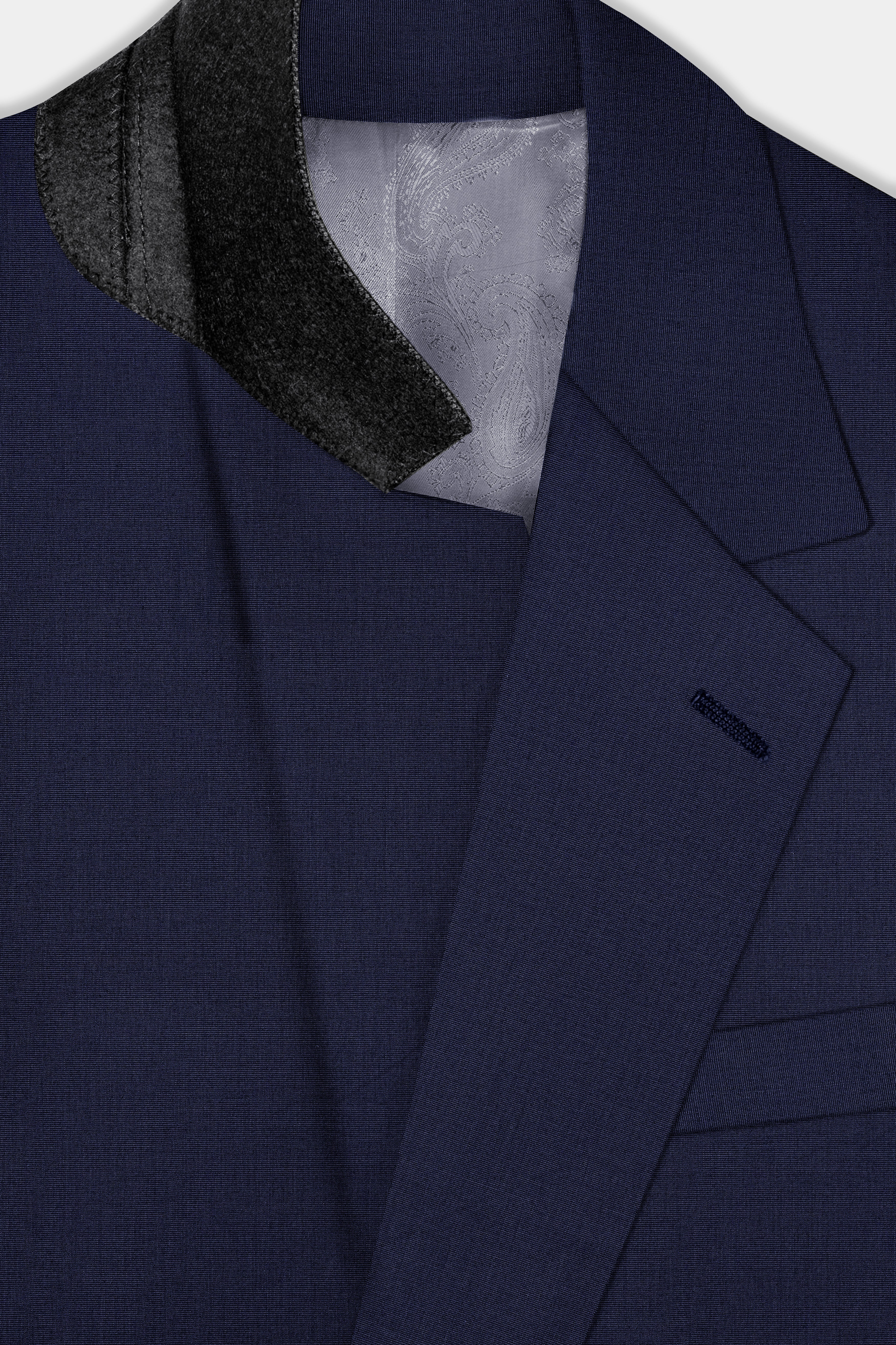 Firefly Blue Textured Wool Blend Single Breasted Suit