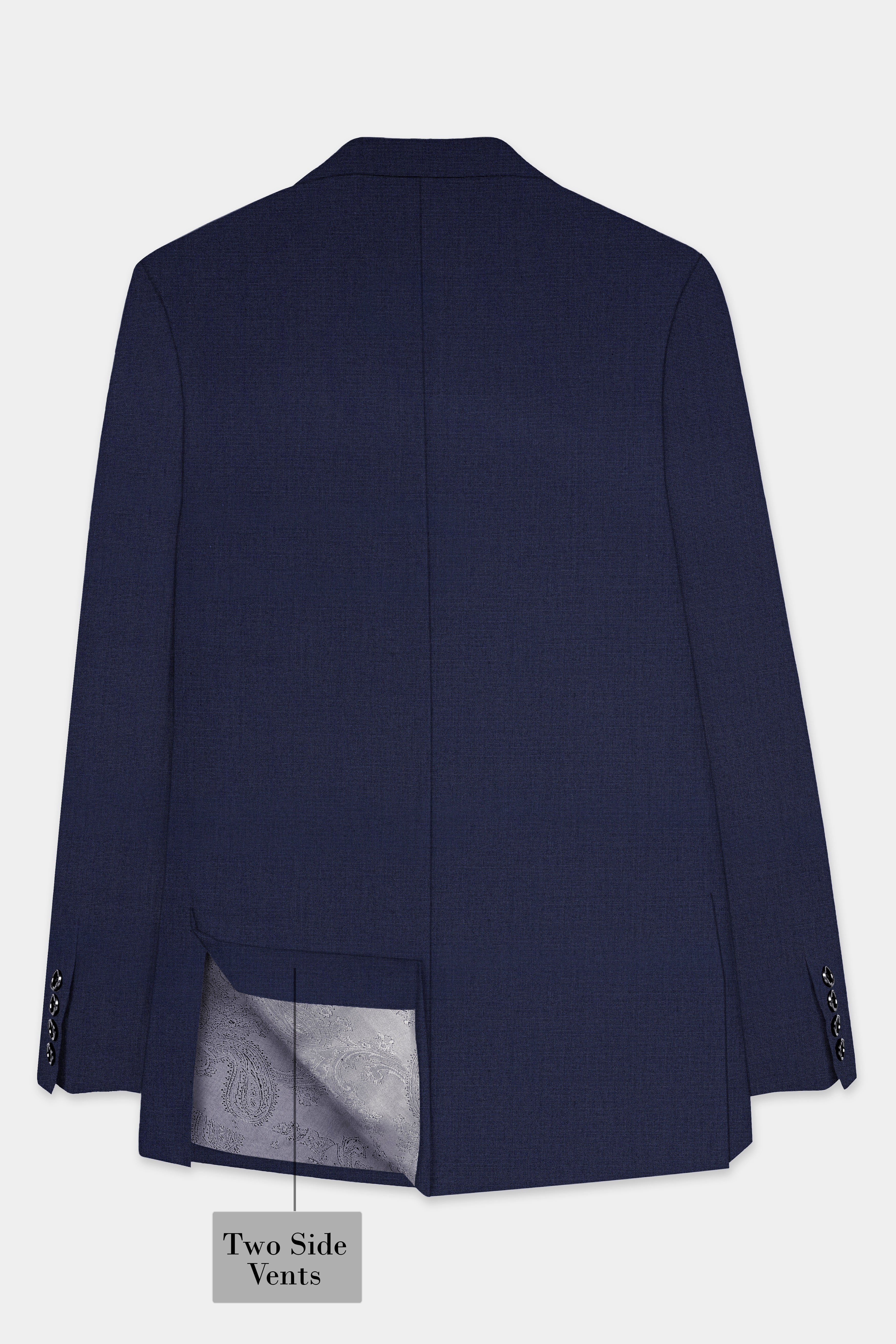 Firefly Blue Textured Wool Blend Single Breasted Suit