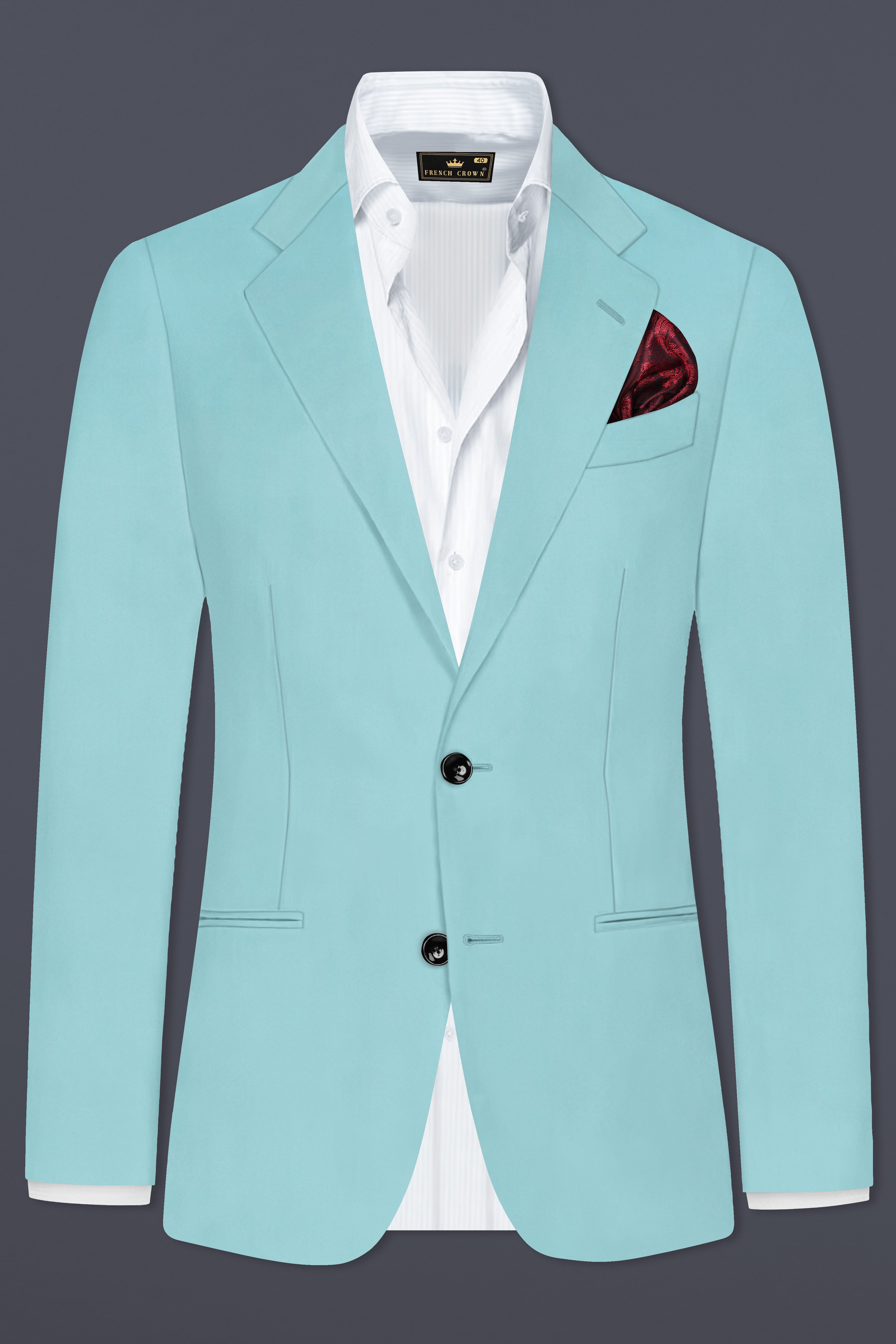 Sinbad Blue Solid Wool Blend Single Breasted Suit