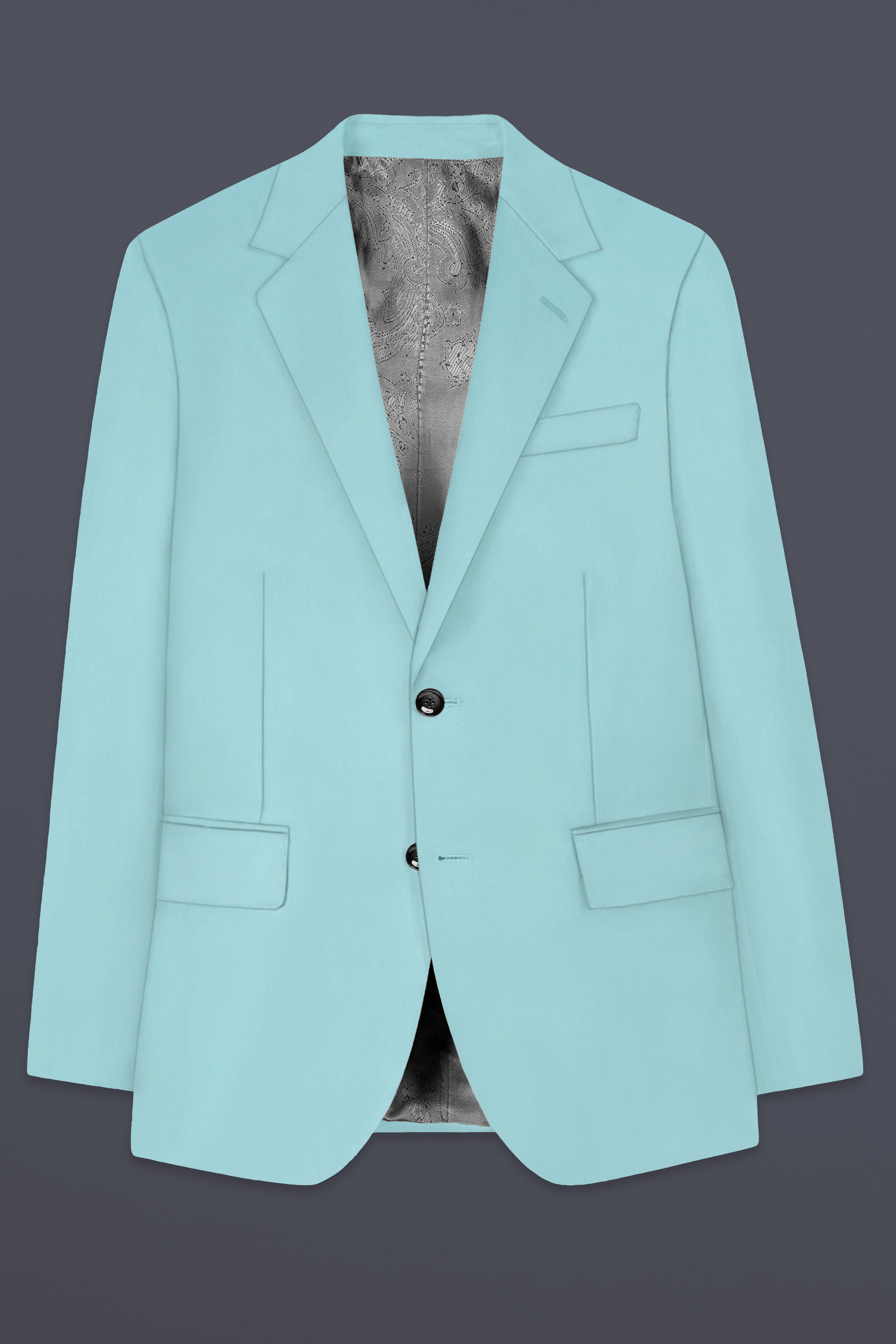 Sinbad Blue Solid Wool Blend Single Breasted Suit