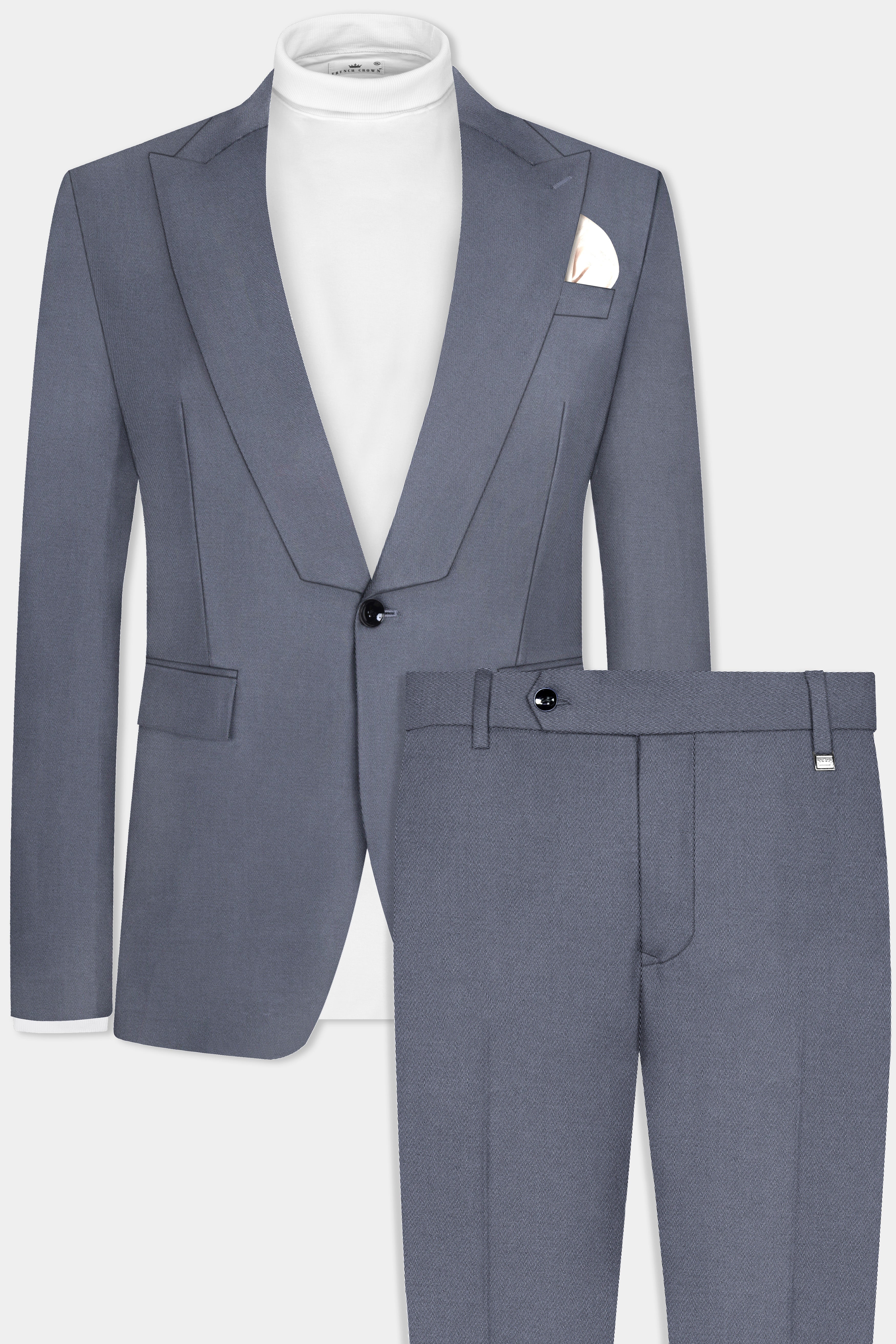 Iridium Gray Textured Cotton Designer Suit