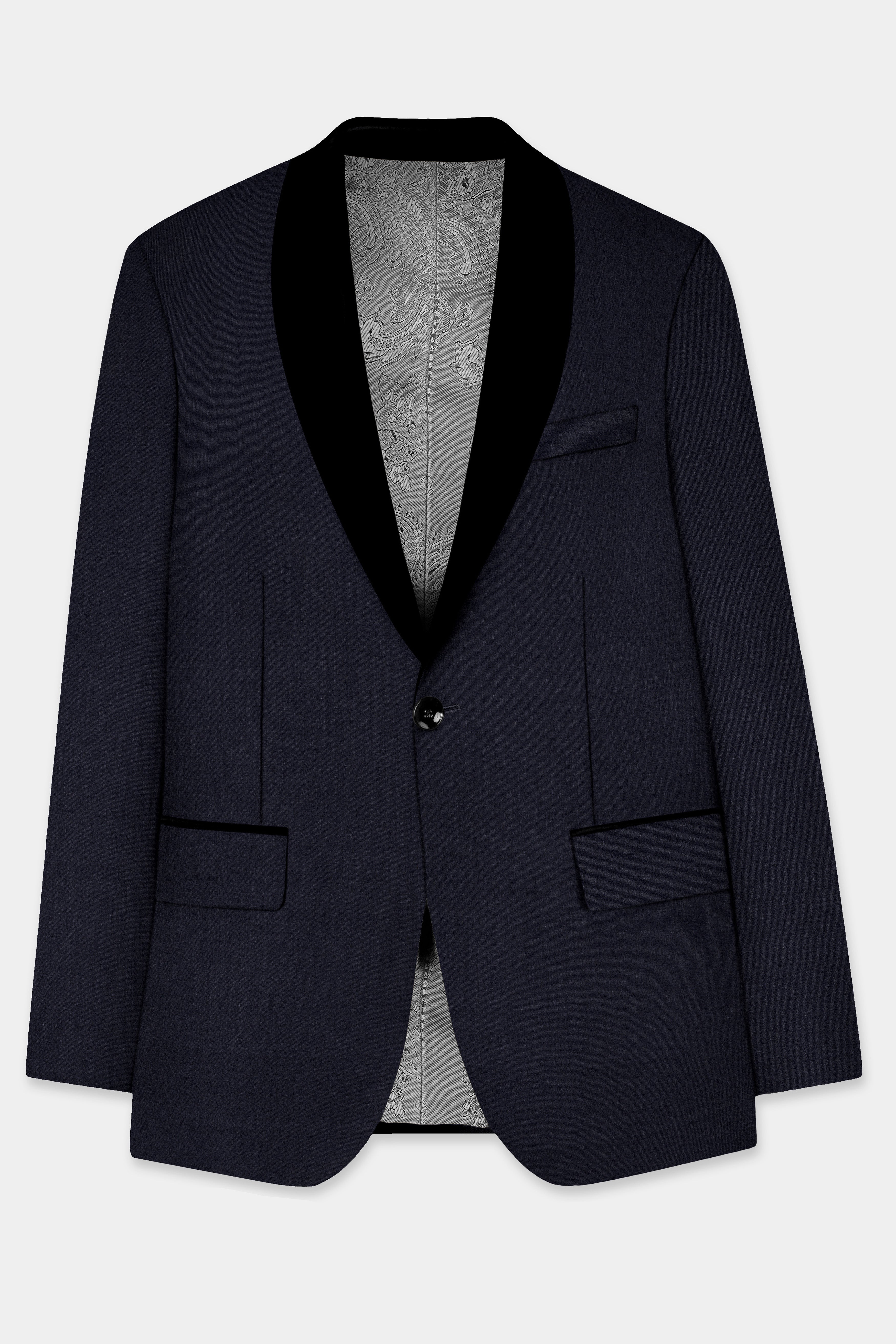 Mizzoni Blue Solid Wool Blend Tuxedo Suit