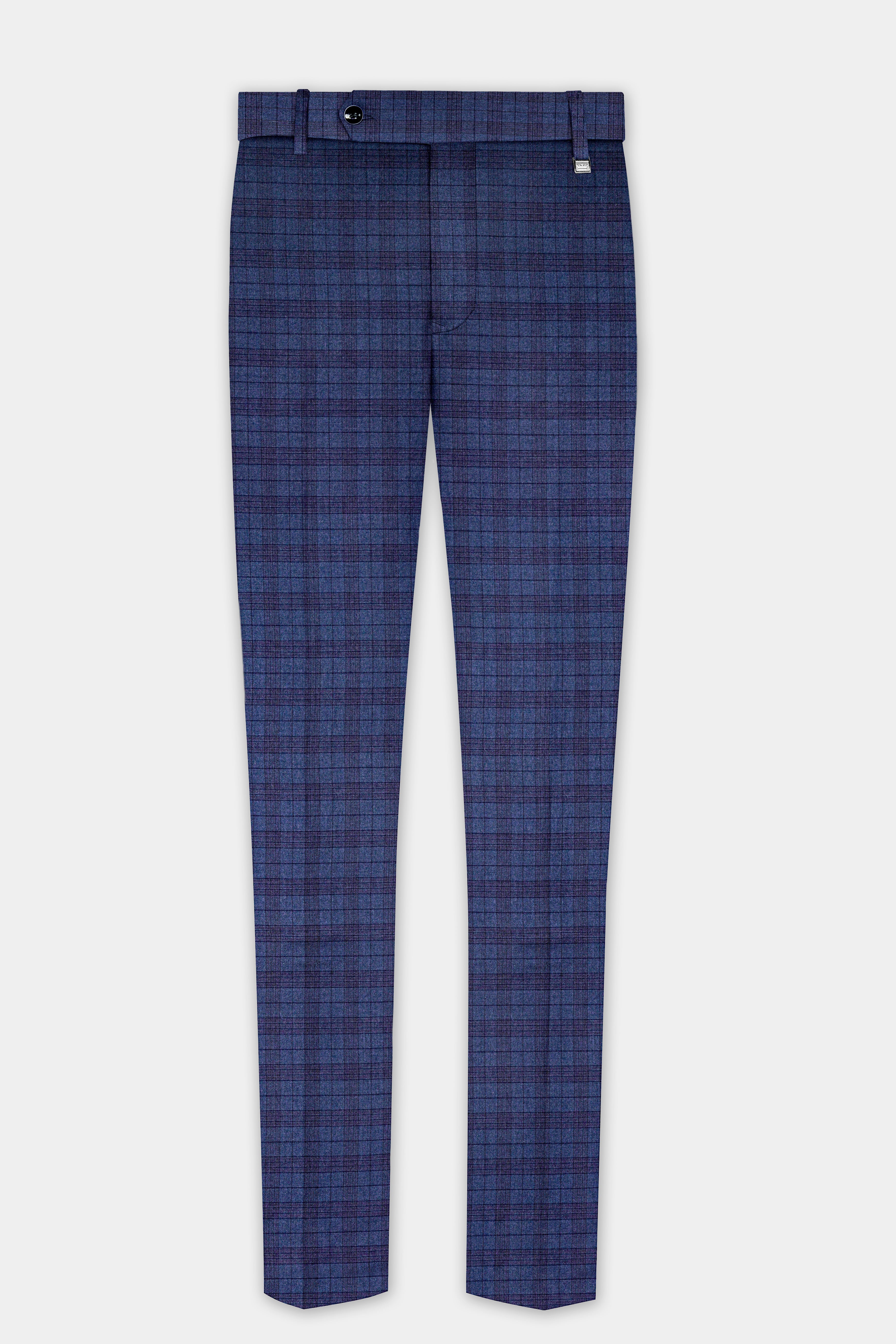 Martinique Blue Plaid Wool Blend Double Breasted Suit