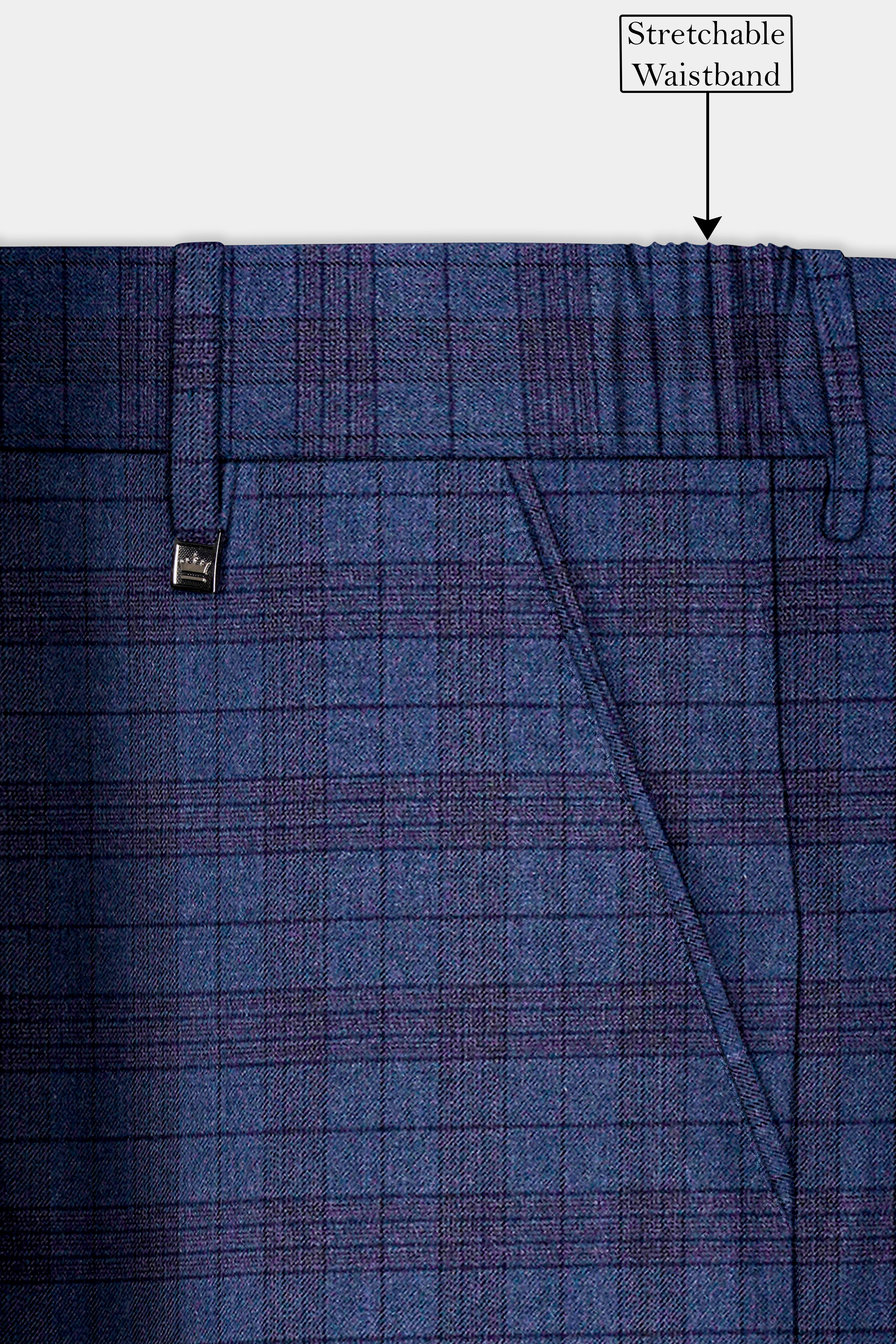 Martinique Blue Plaid Wool Blend Double Breasted Suit