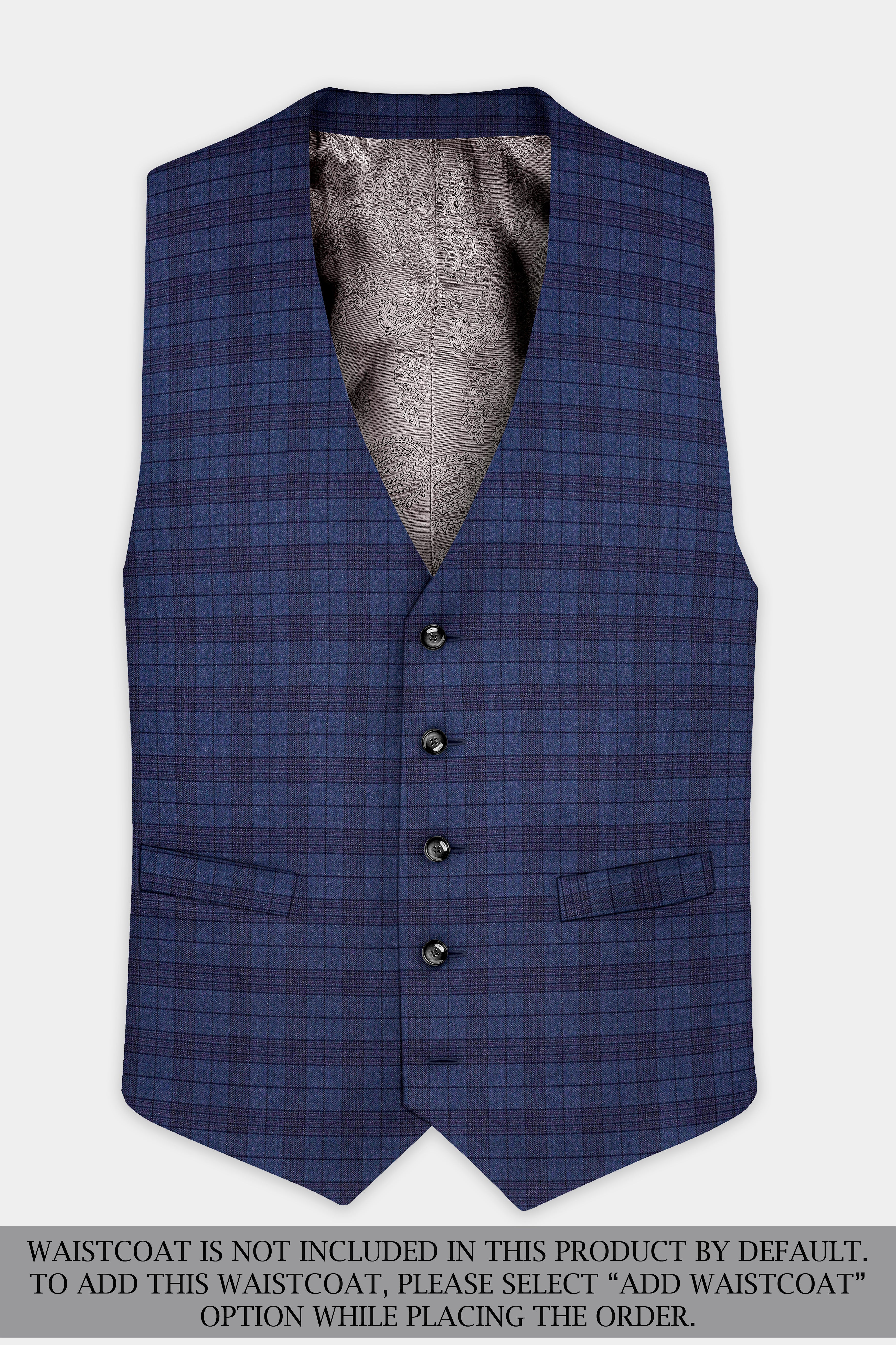 Martinique Blue Plaid Wool Blend Double Breasted Suit