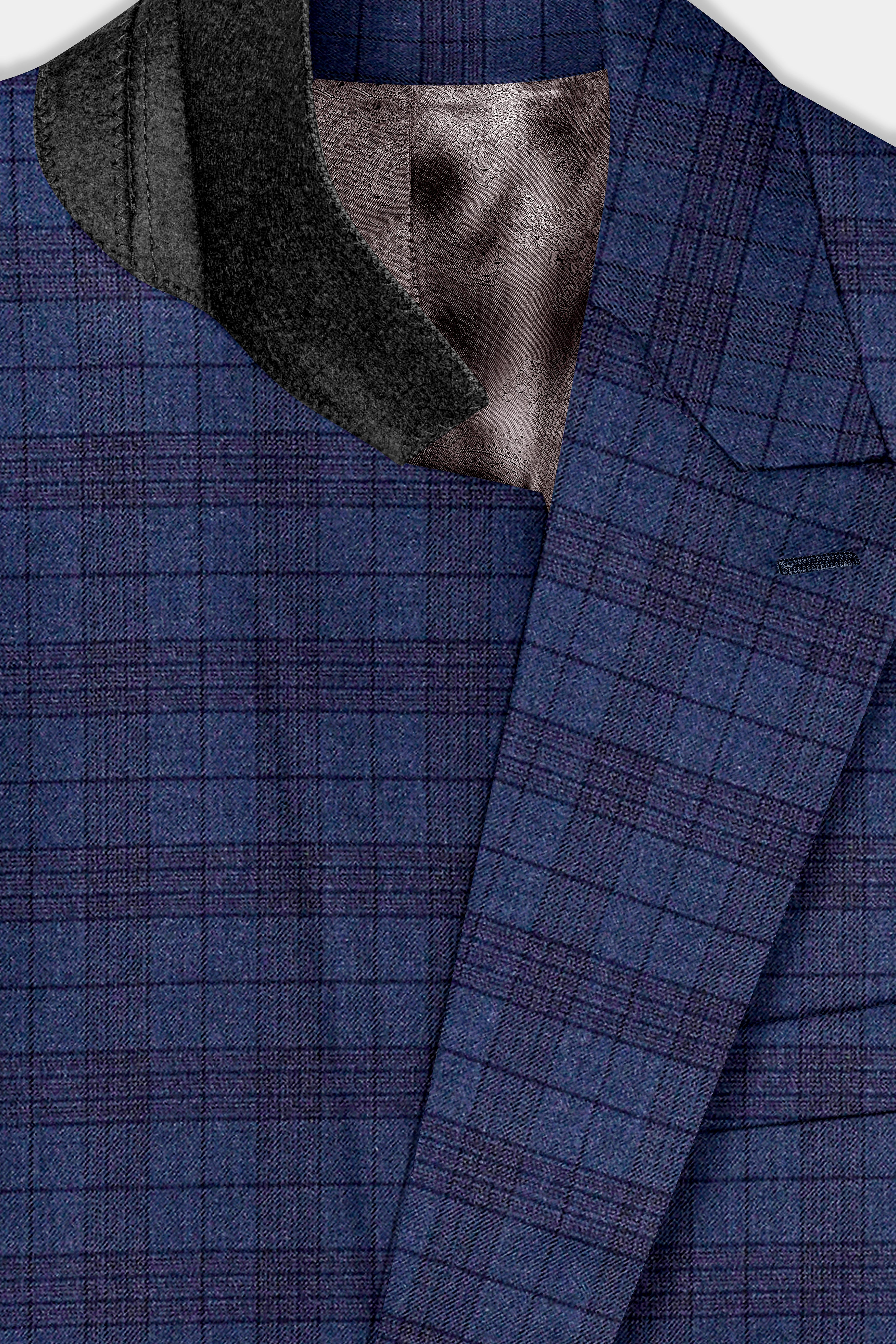 Martinique Blue Plaid Wool Blend Double Breasted Suit