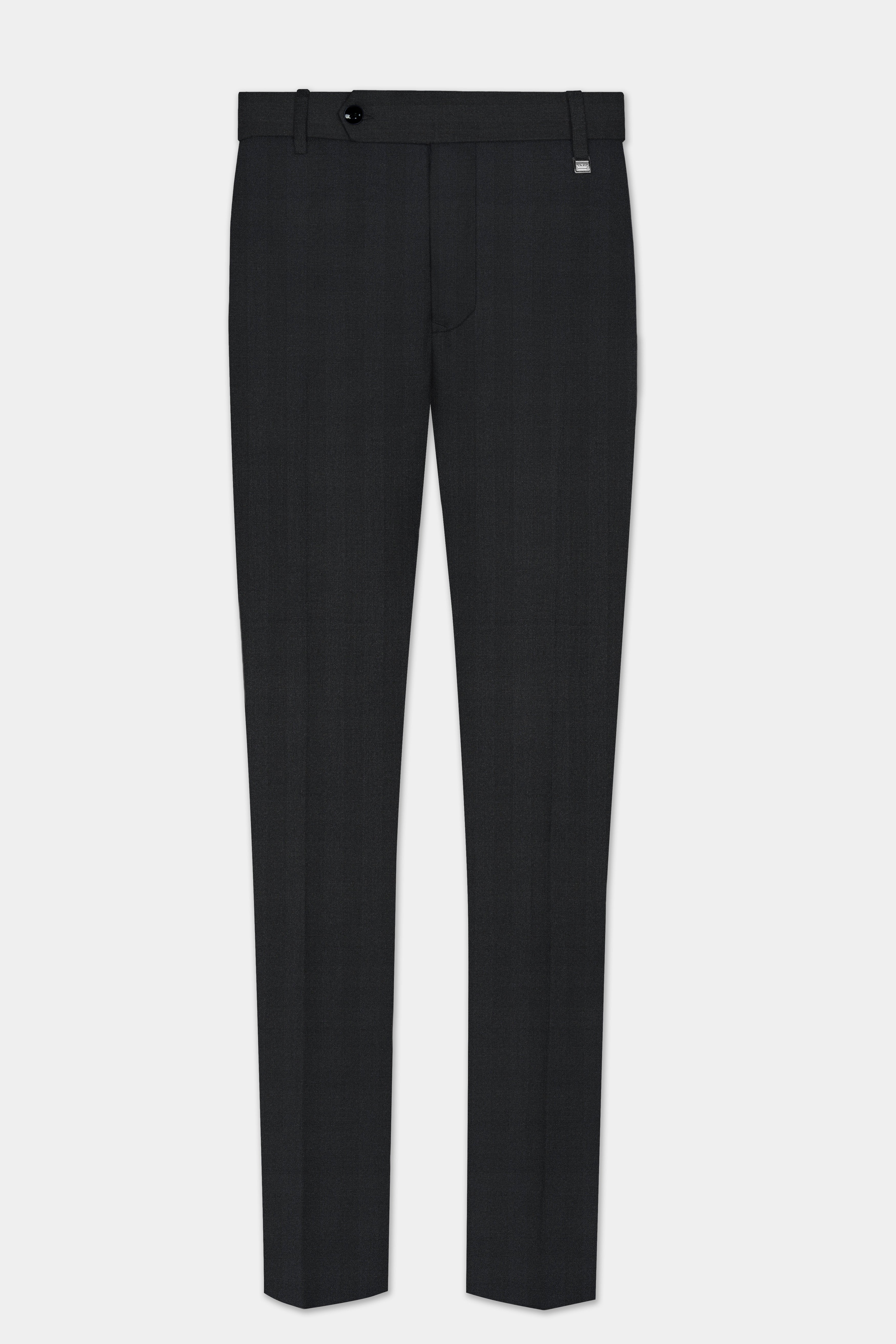 Vulcan Black Striped Wool Blend Single Breasted Suit