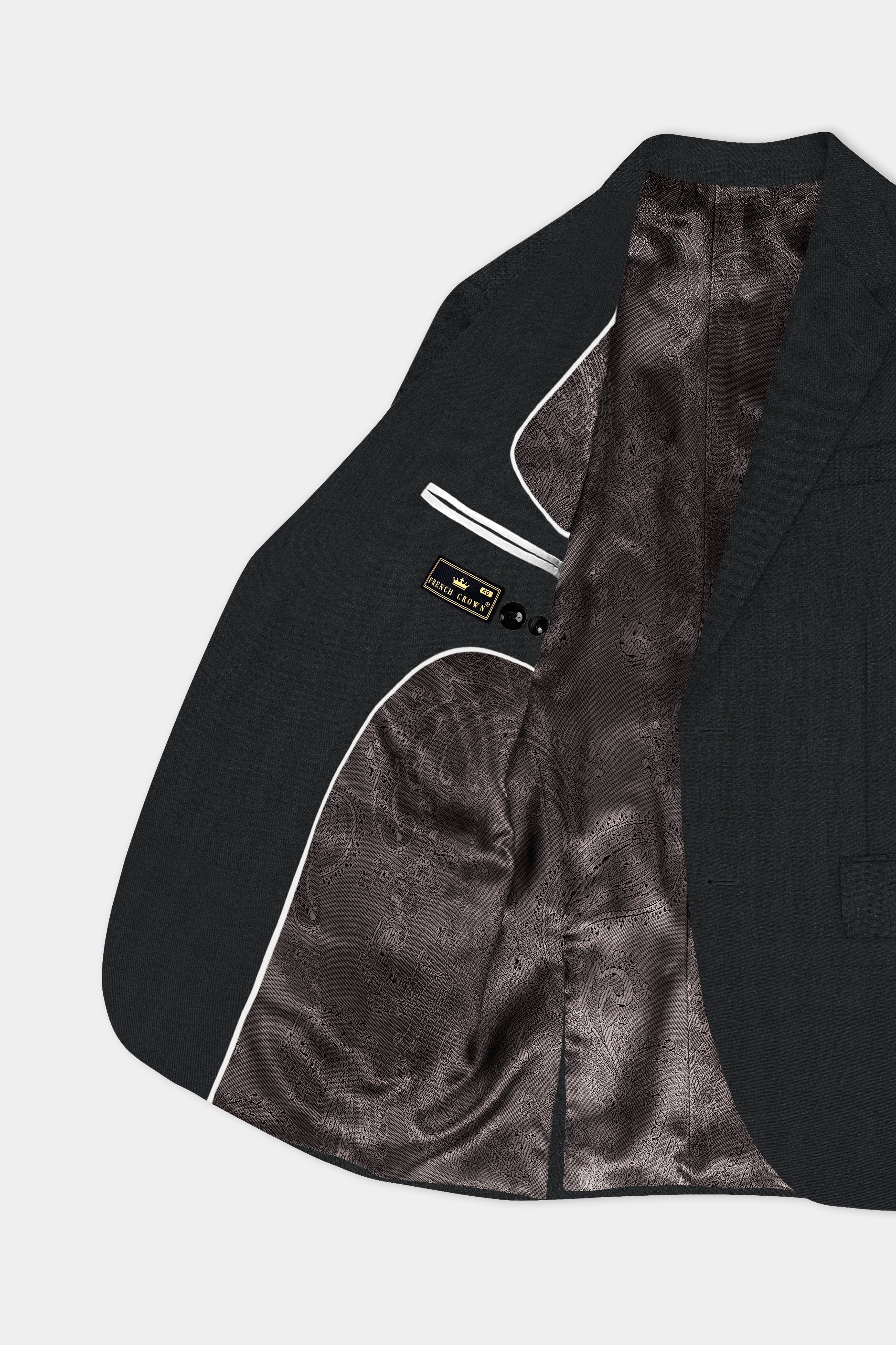 Vulcan Black Striped Wool Blend Single Breasted Suit