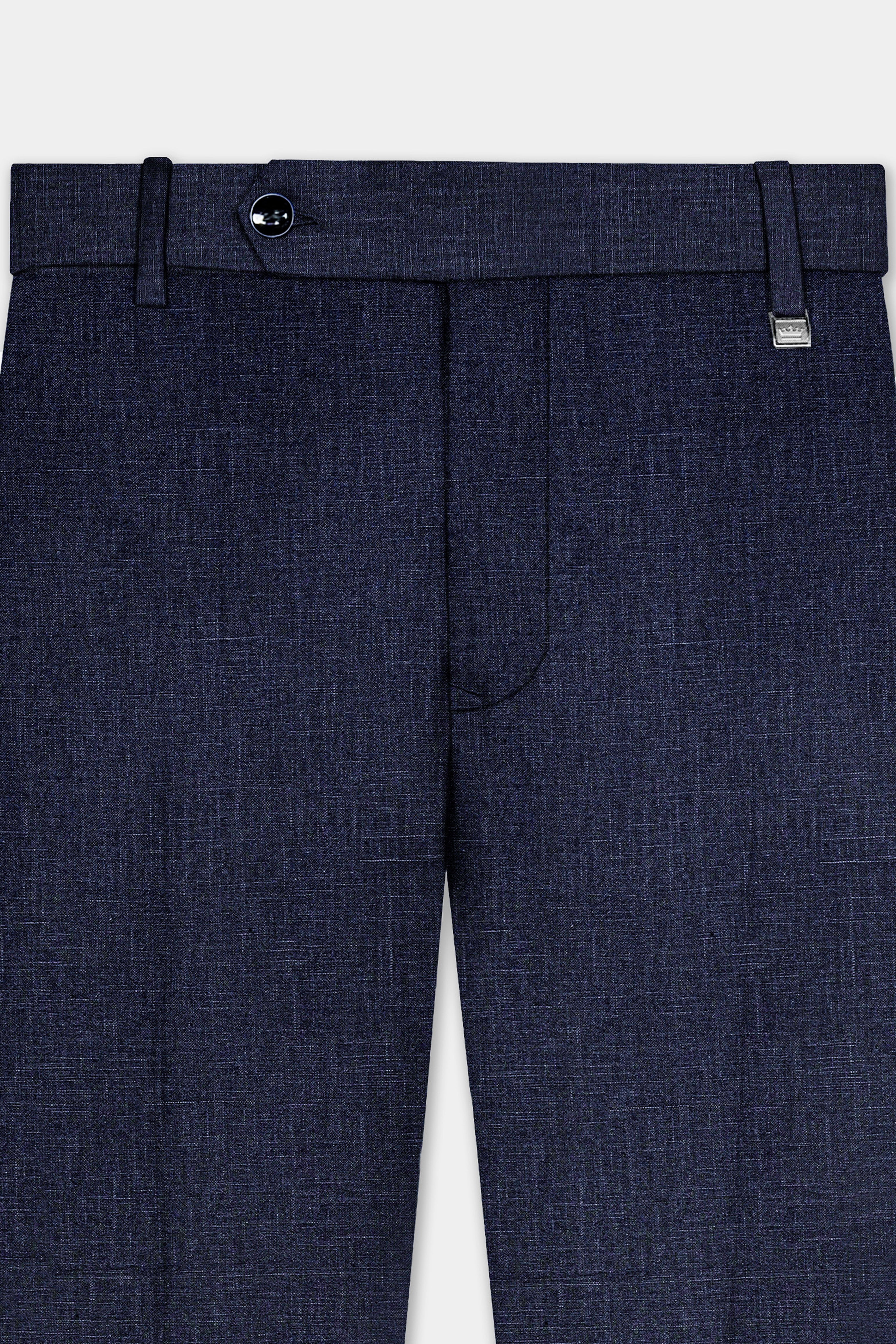 Shark Blue Textured Luxurious Linen Double Breasted Suit