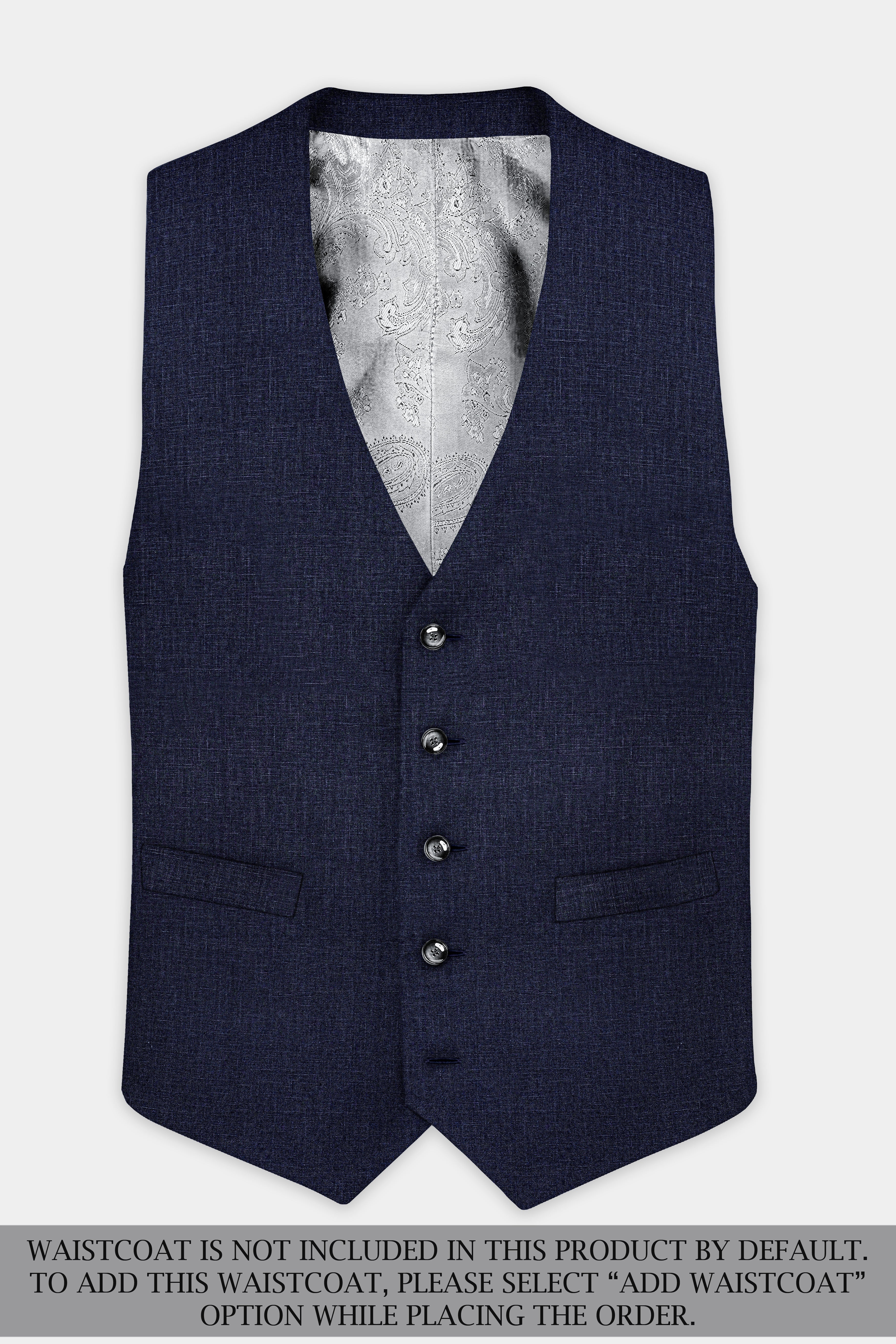 Shark Blue Textured Luxurious Linen Double Breasted Suit