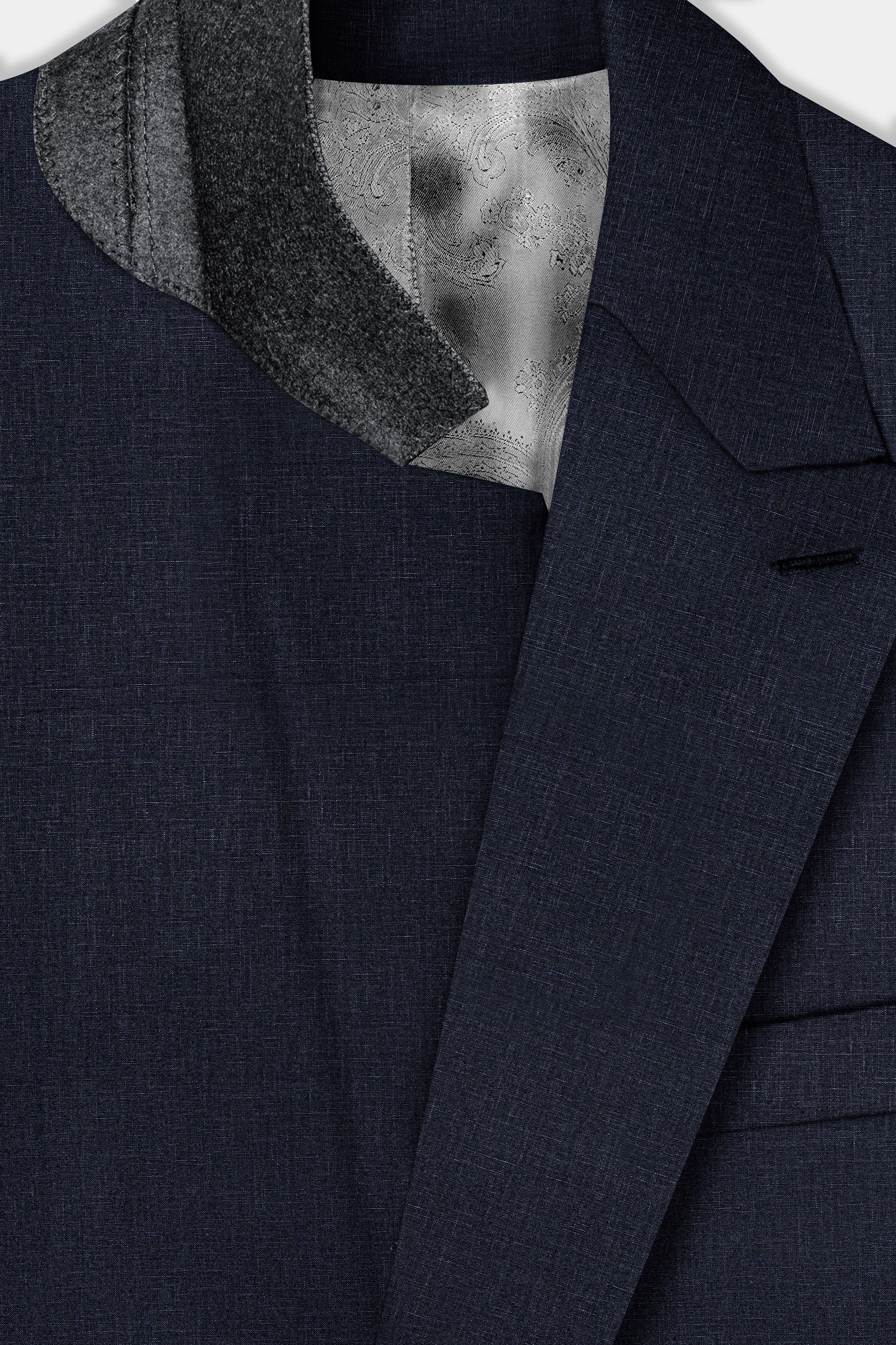 Shark Blue Textured Luxurious Linen Double Breasted Suit