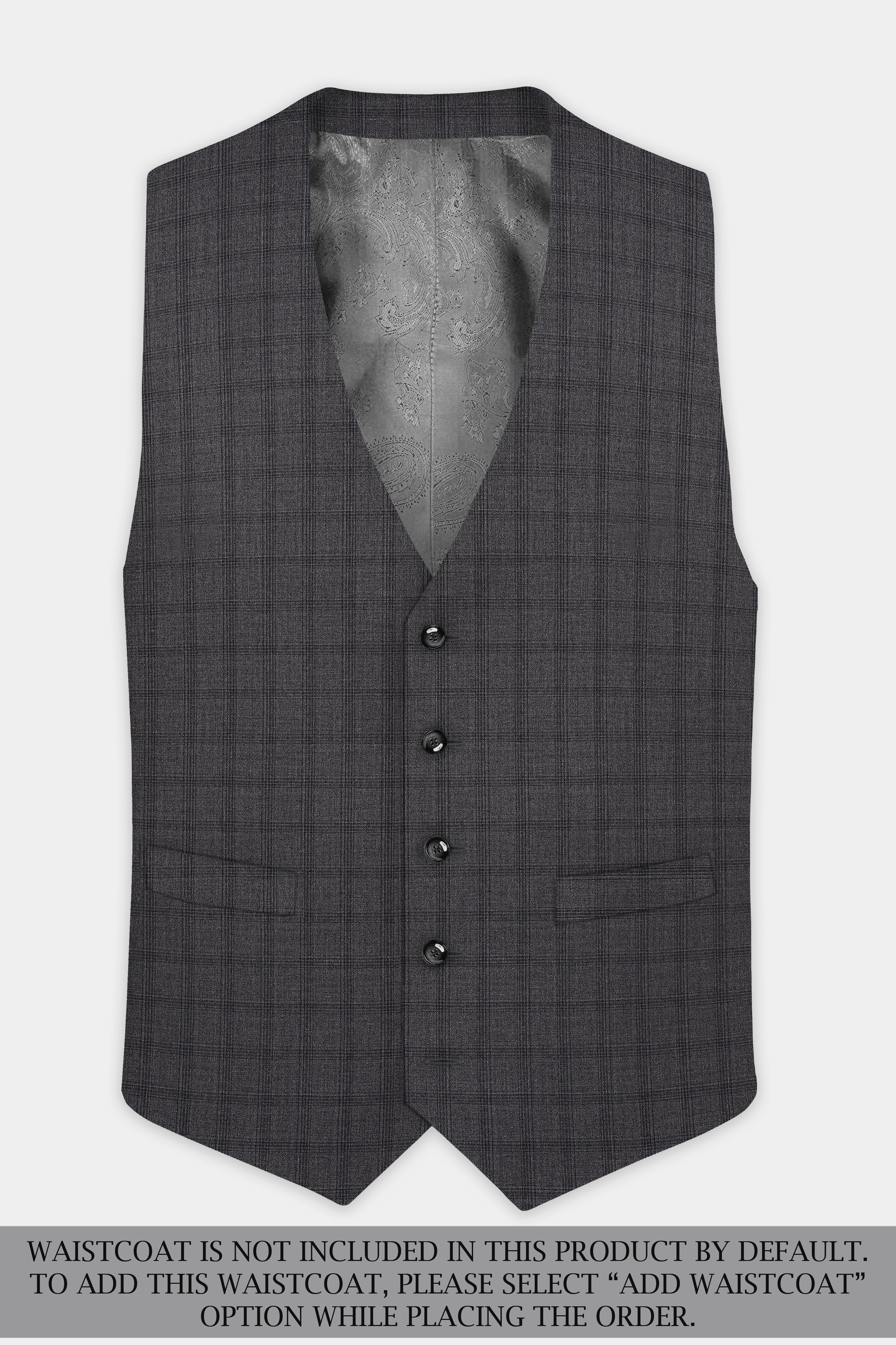 Gravel Gray Checked Wool Blend Single Breasted Suit