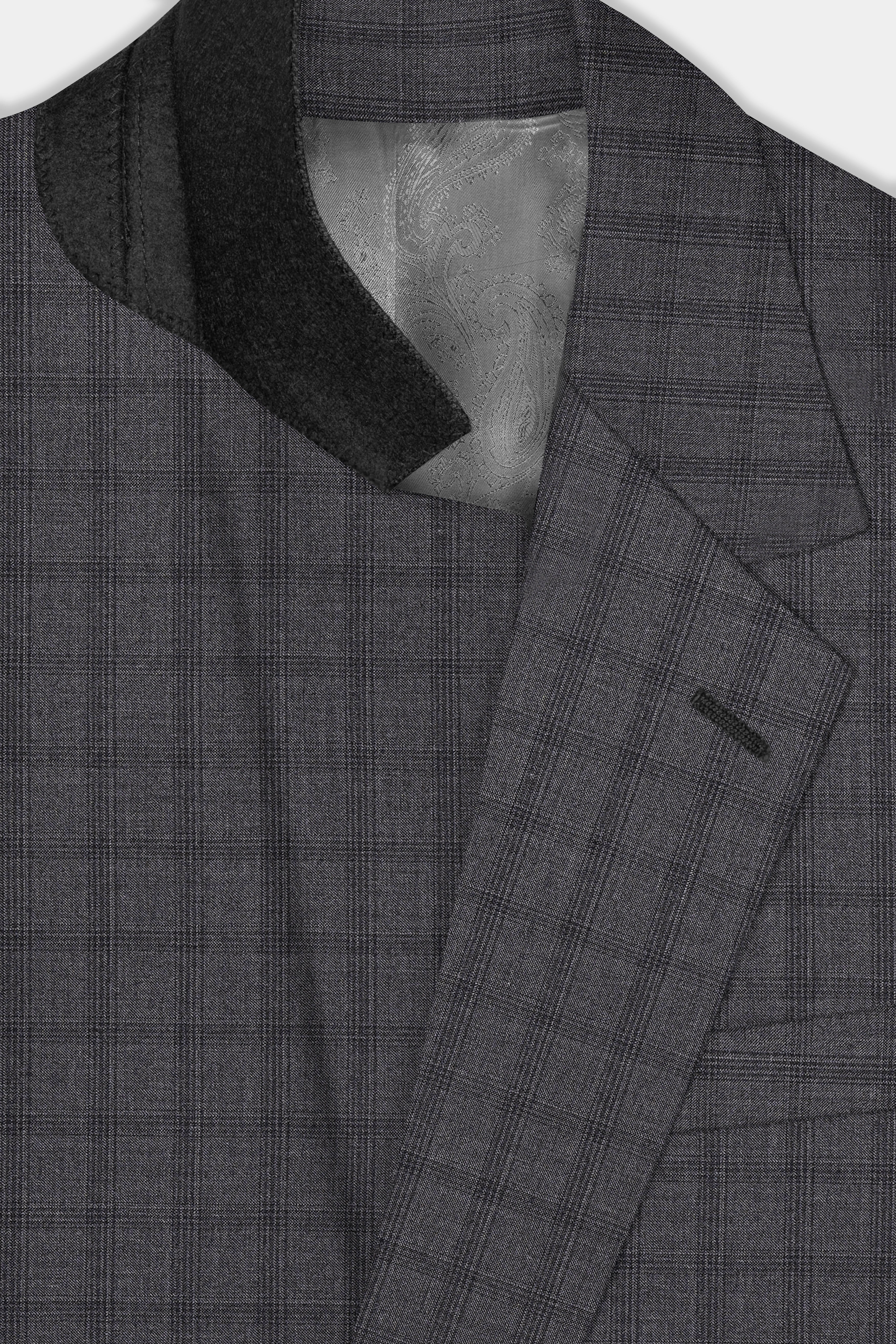 Gravel Gray Checked Wool Blend Single Breasted Suit