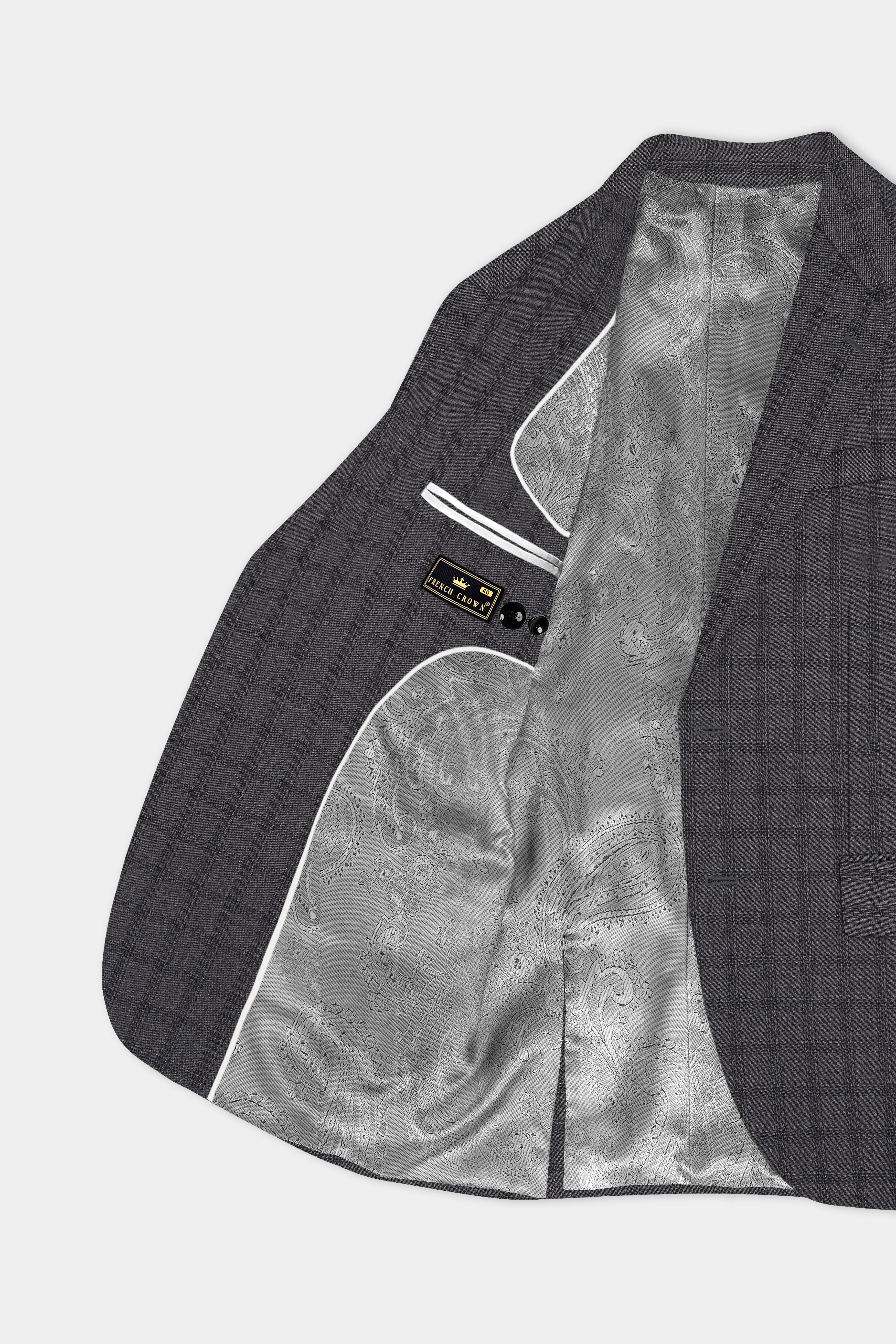 Gravel Gray Checked Wool Blend Single Breasted Suit