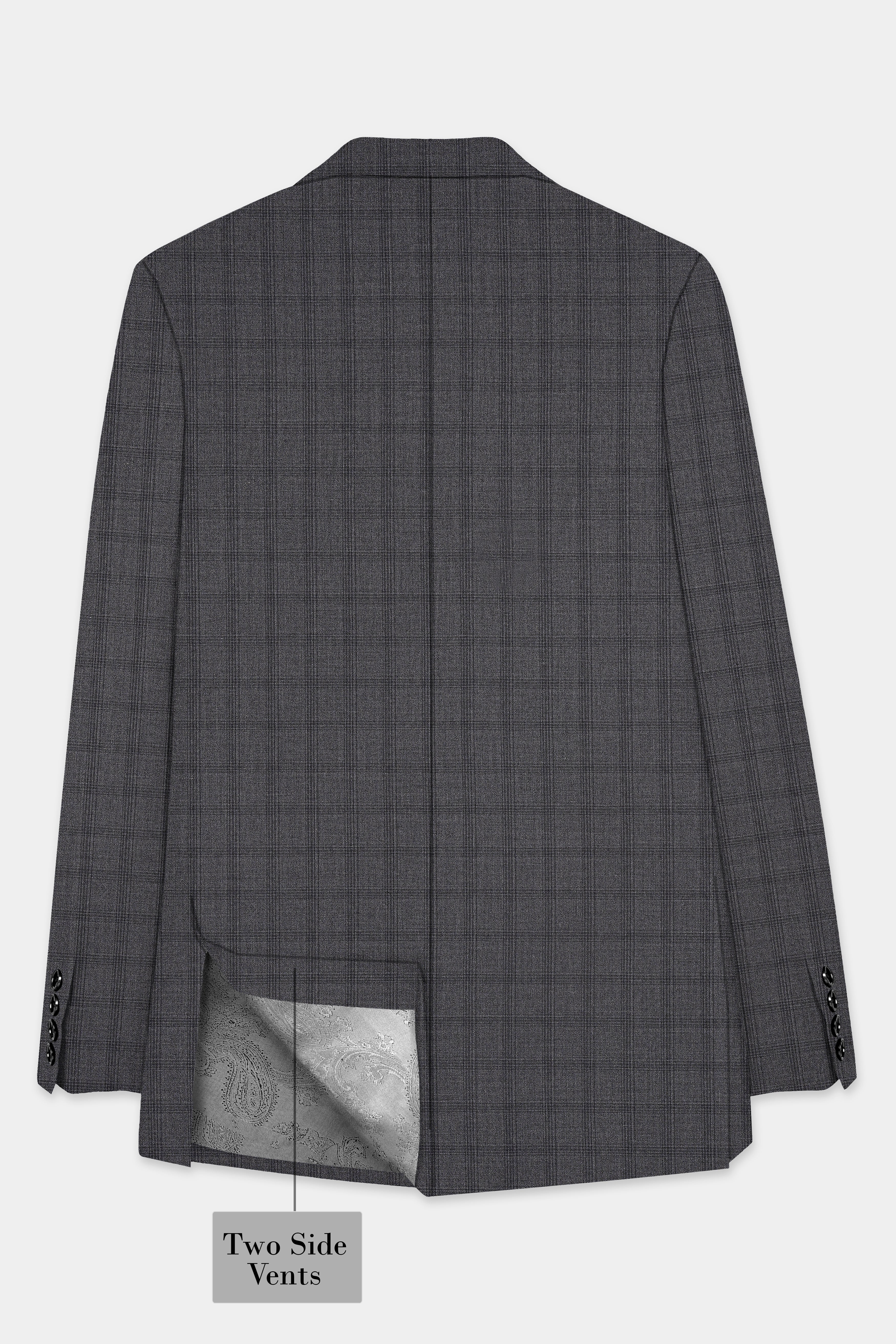 Gravel Gray Checked Wool Blend Single Breasted Suit