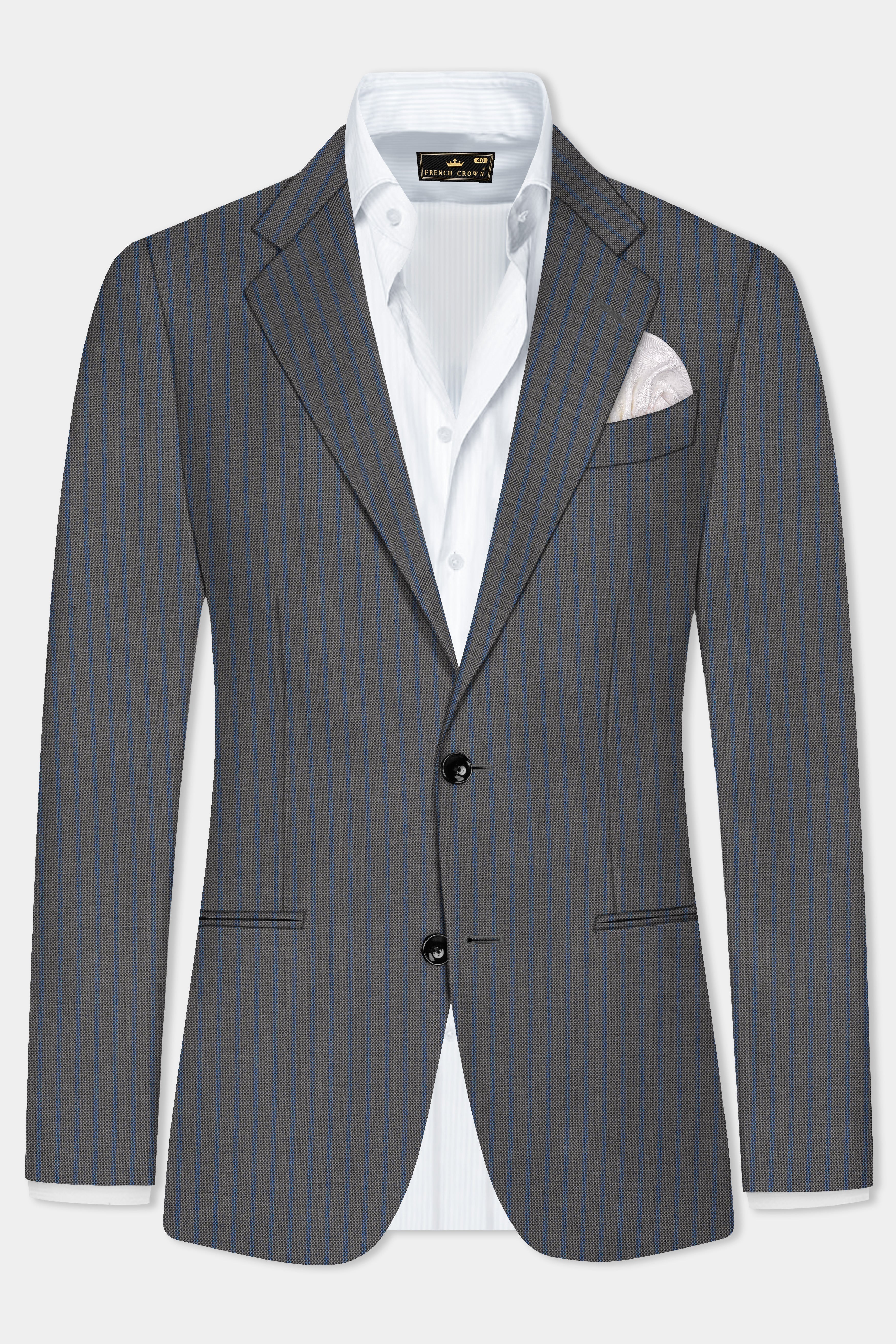 Vampire Gray Striped Wool Single Breasted Suit