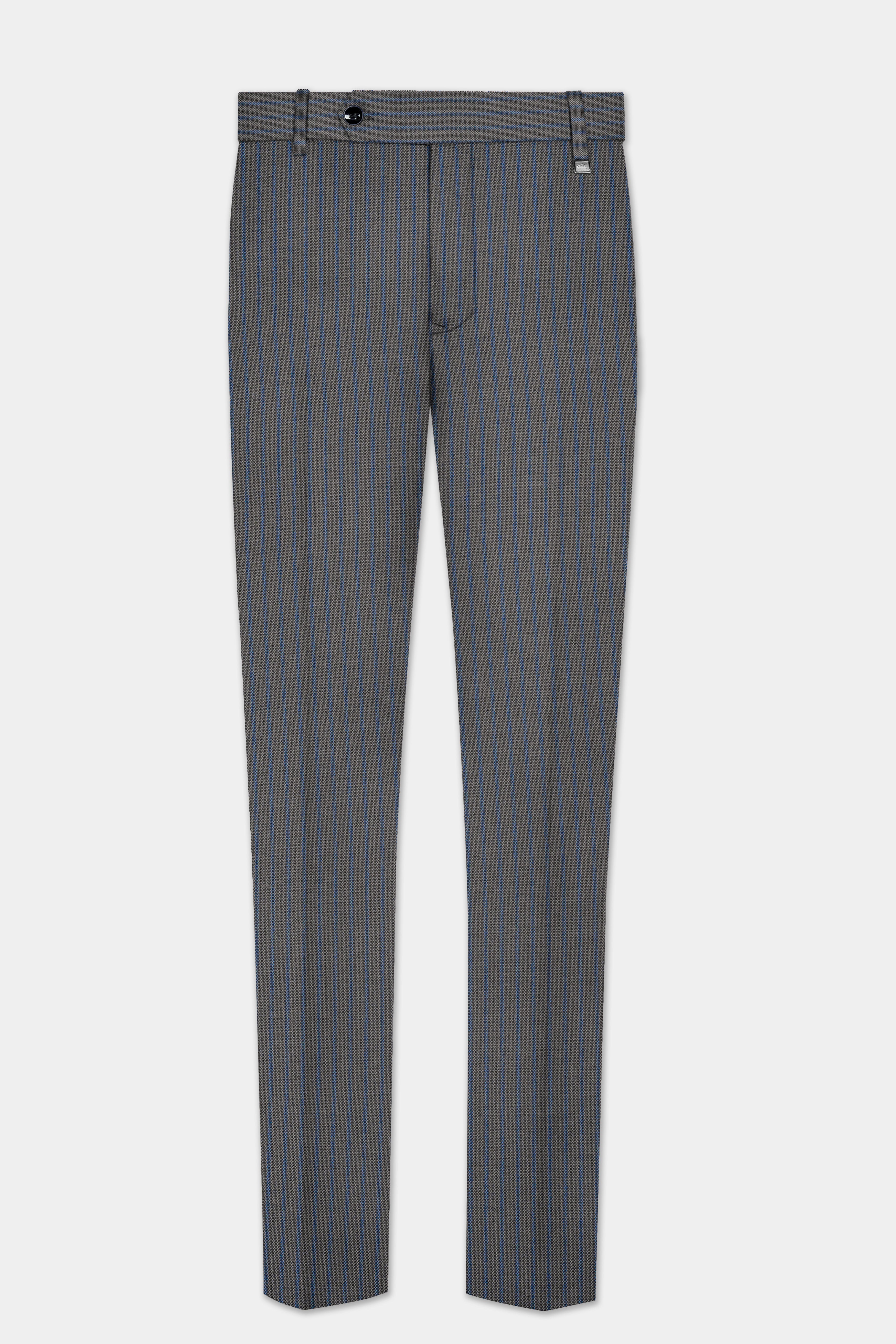 Vampire Gray Striped Wool Single Breasted Suit