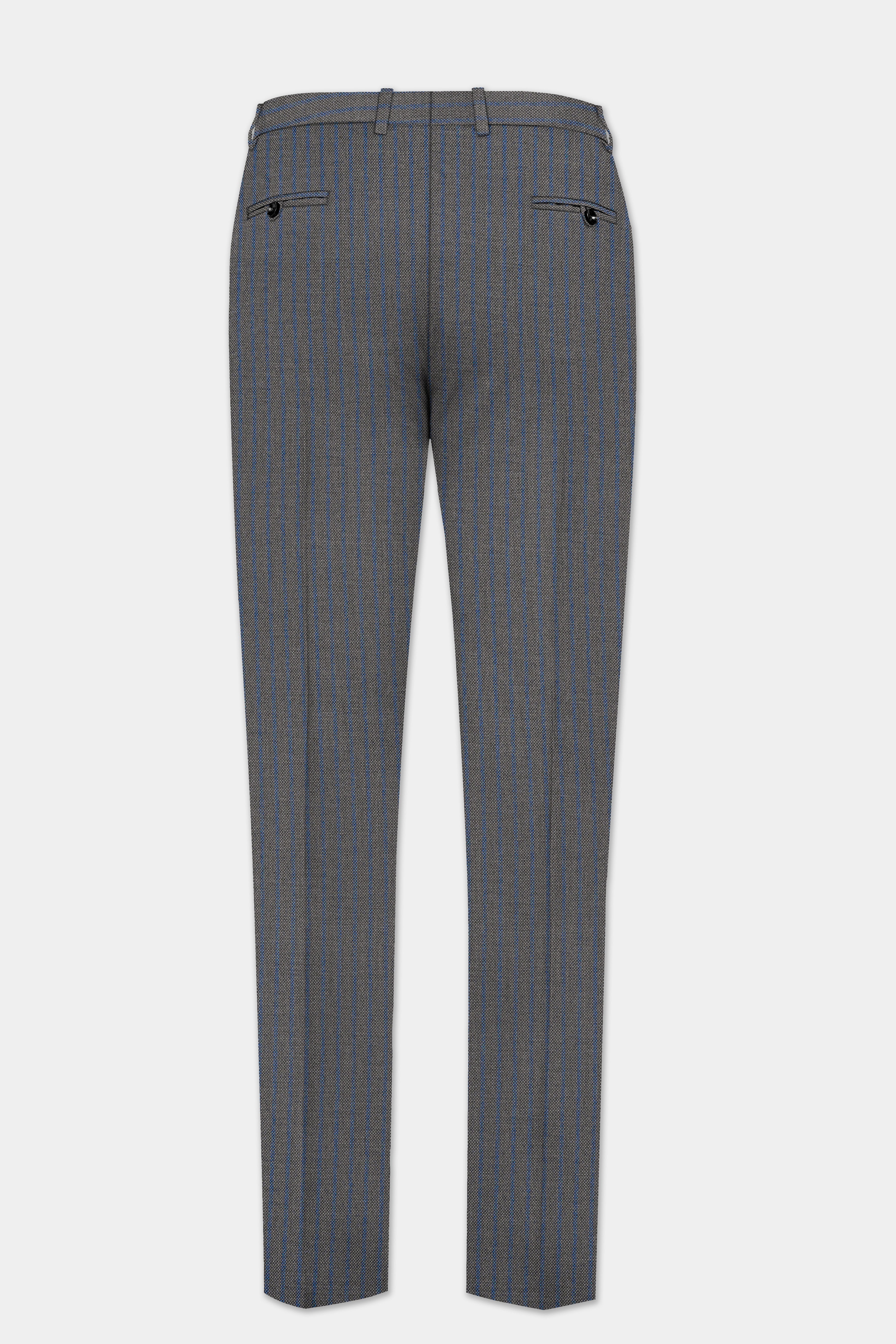 Vampire Gray Striped Wool Single Breasted Suit