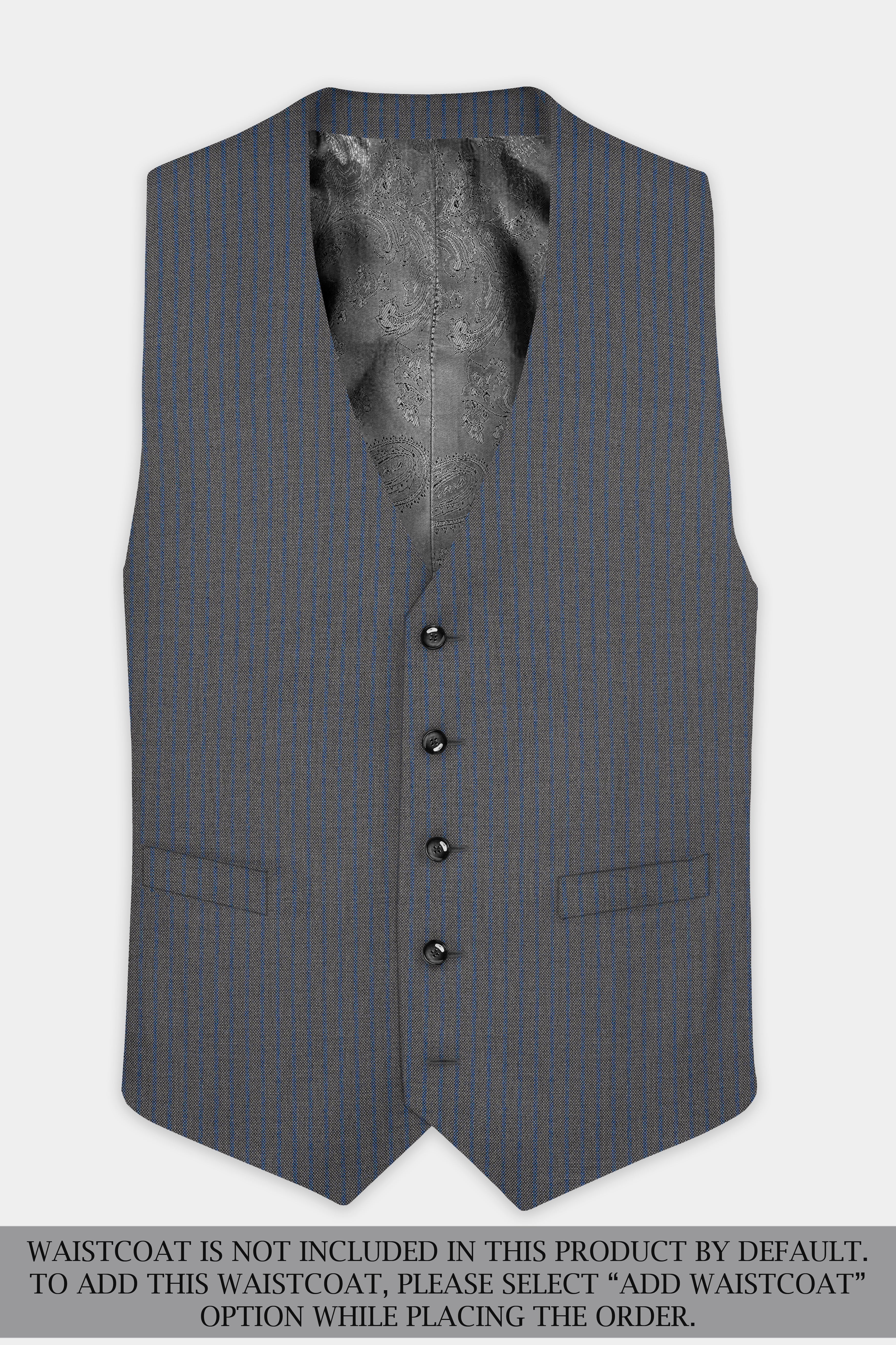 Vampire Gray Striped Wool Single Breasted Suit