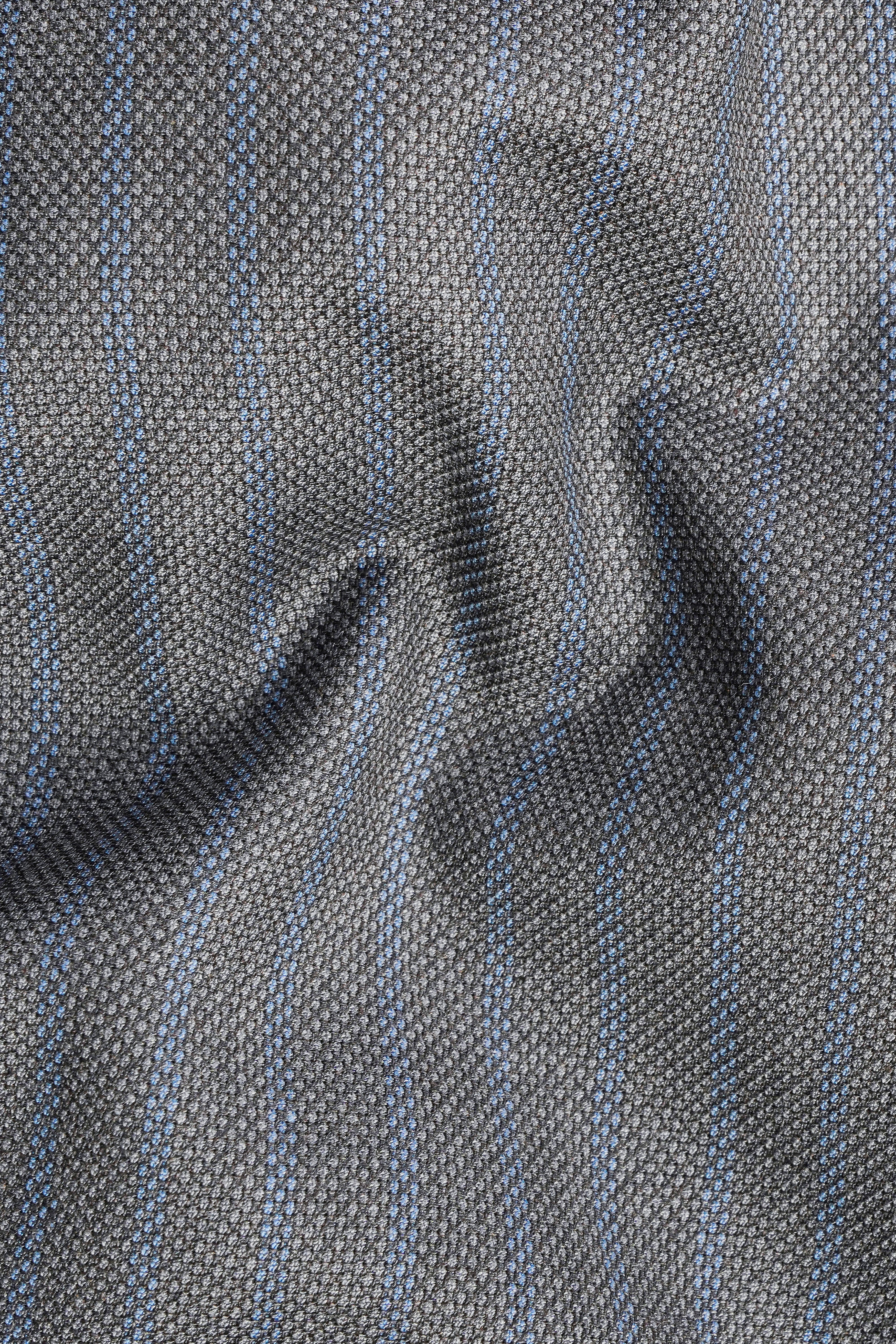 Vampire Gray Striped Wool Single Breasted Suit