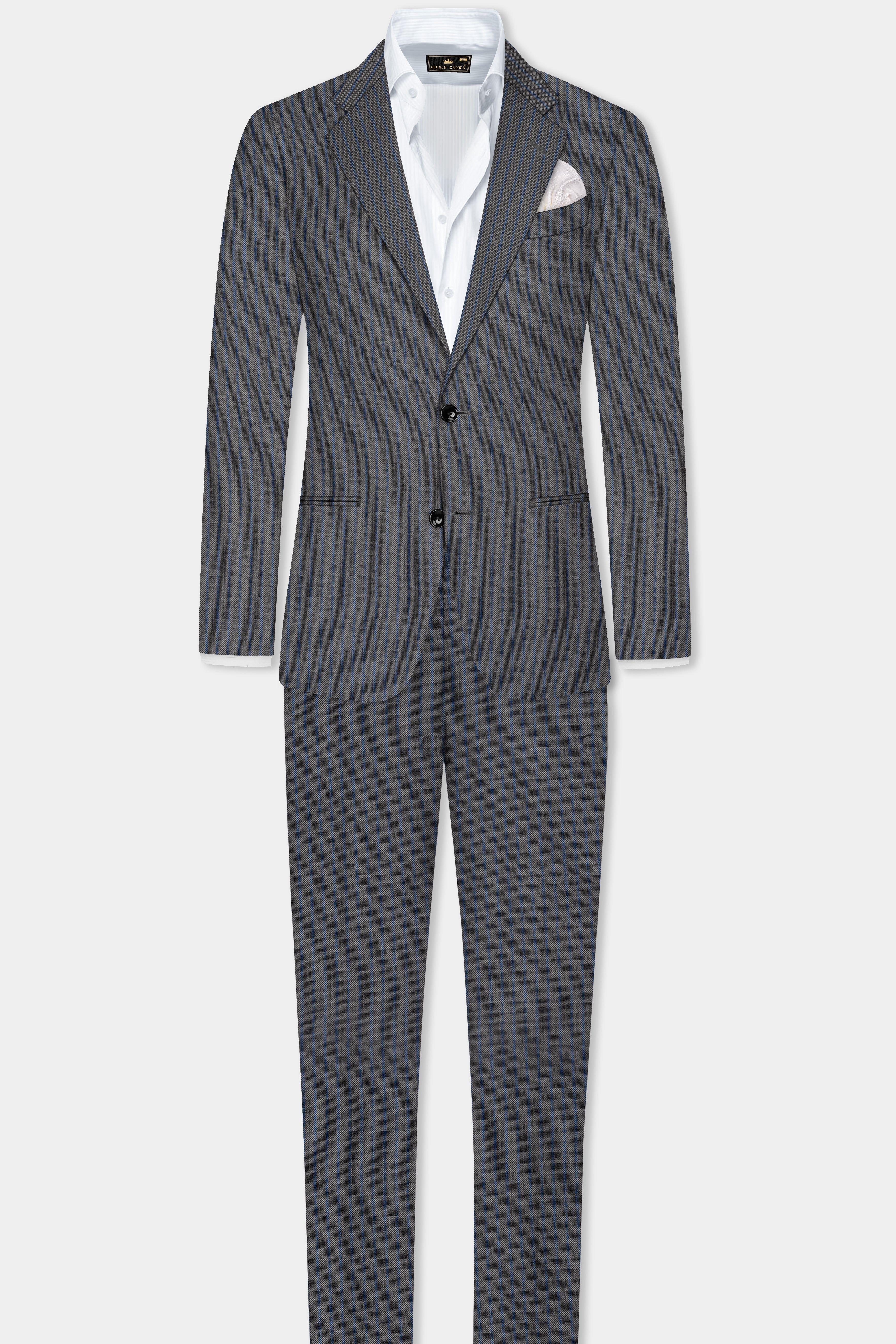 Vampire Gray Striped Wool Single Breasted Suit