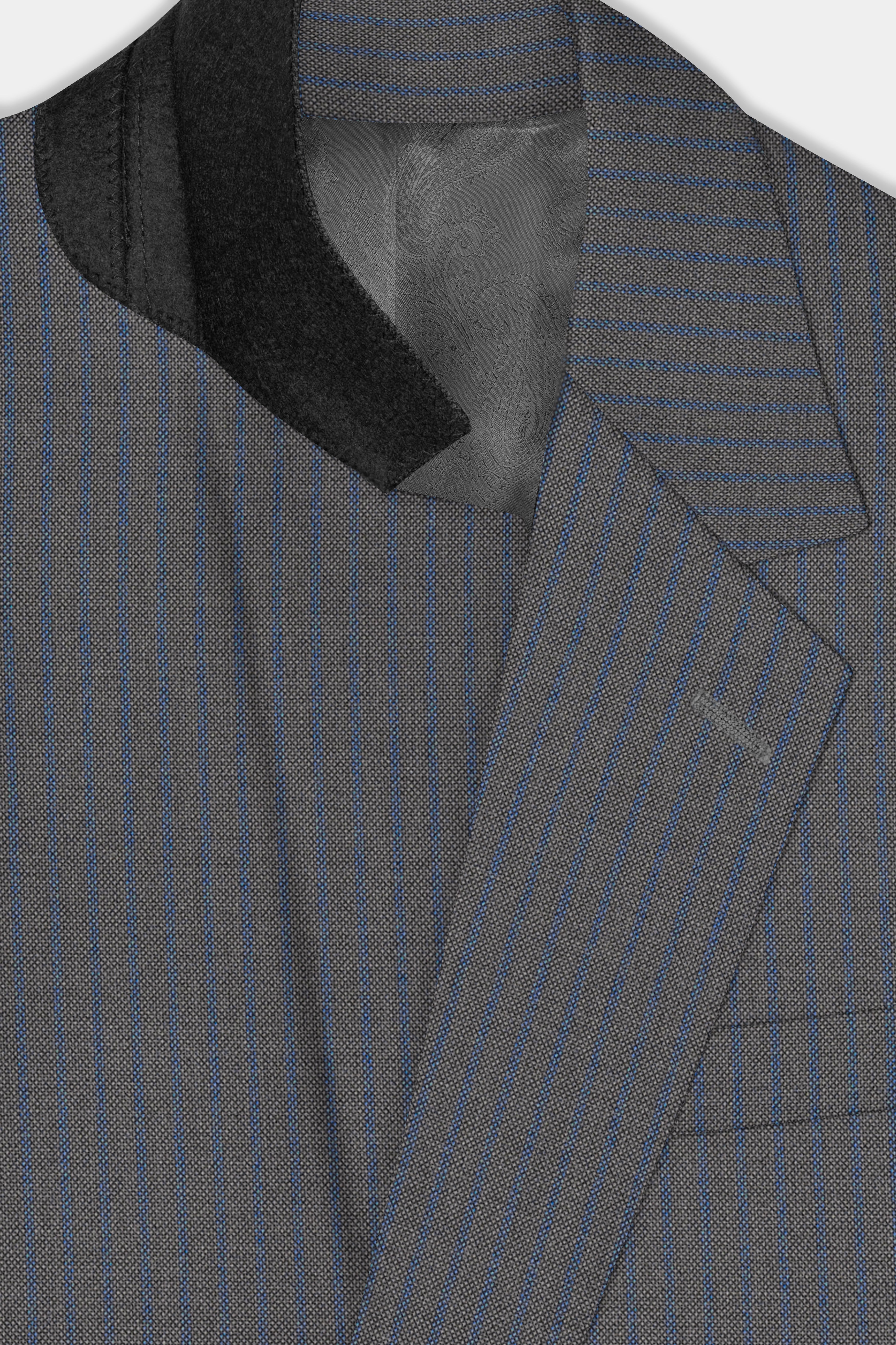 Vampire Gray Striped Wool Single Breasted Suit