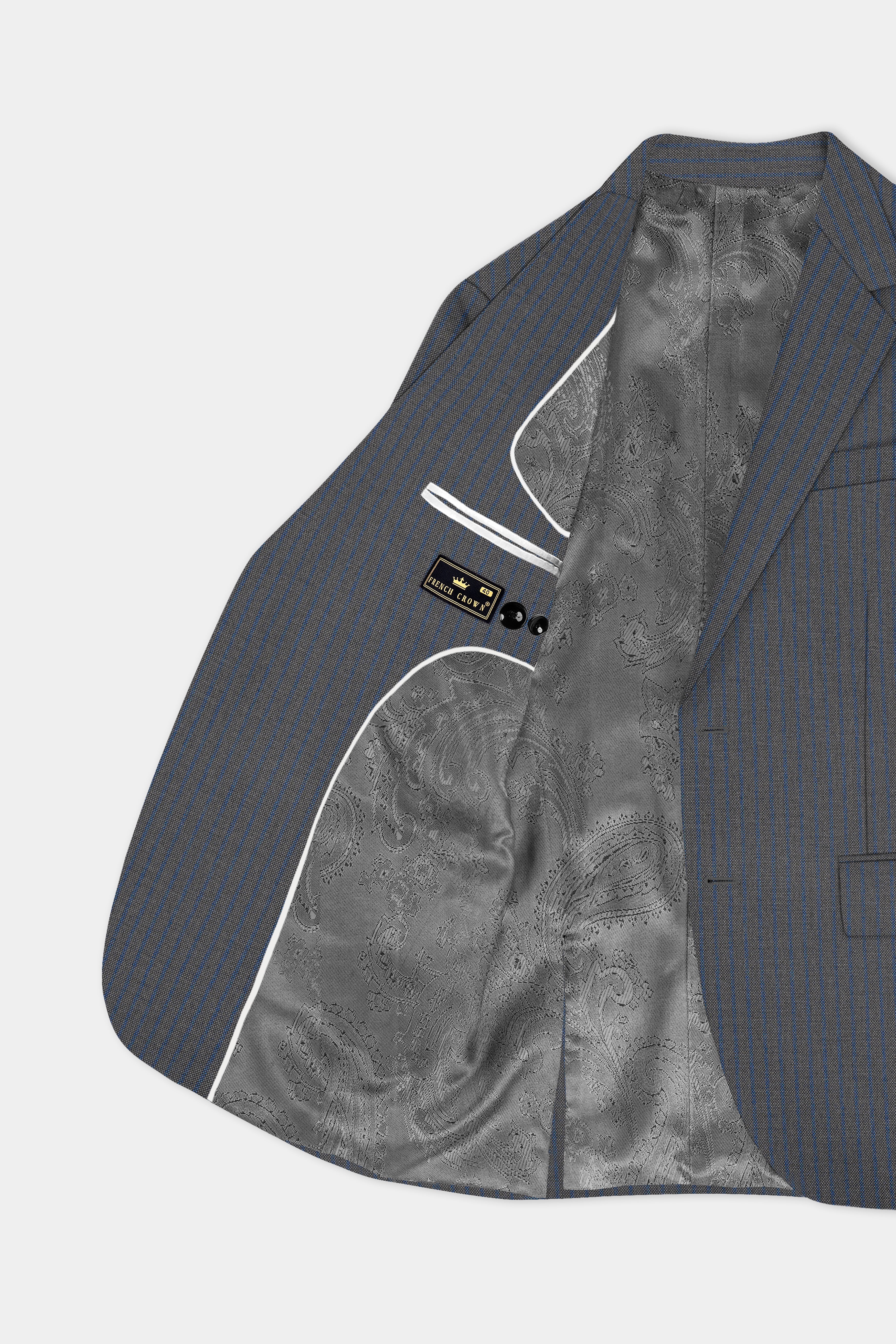 Vampire Gray Striped Wool Single Breasted Suit