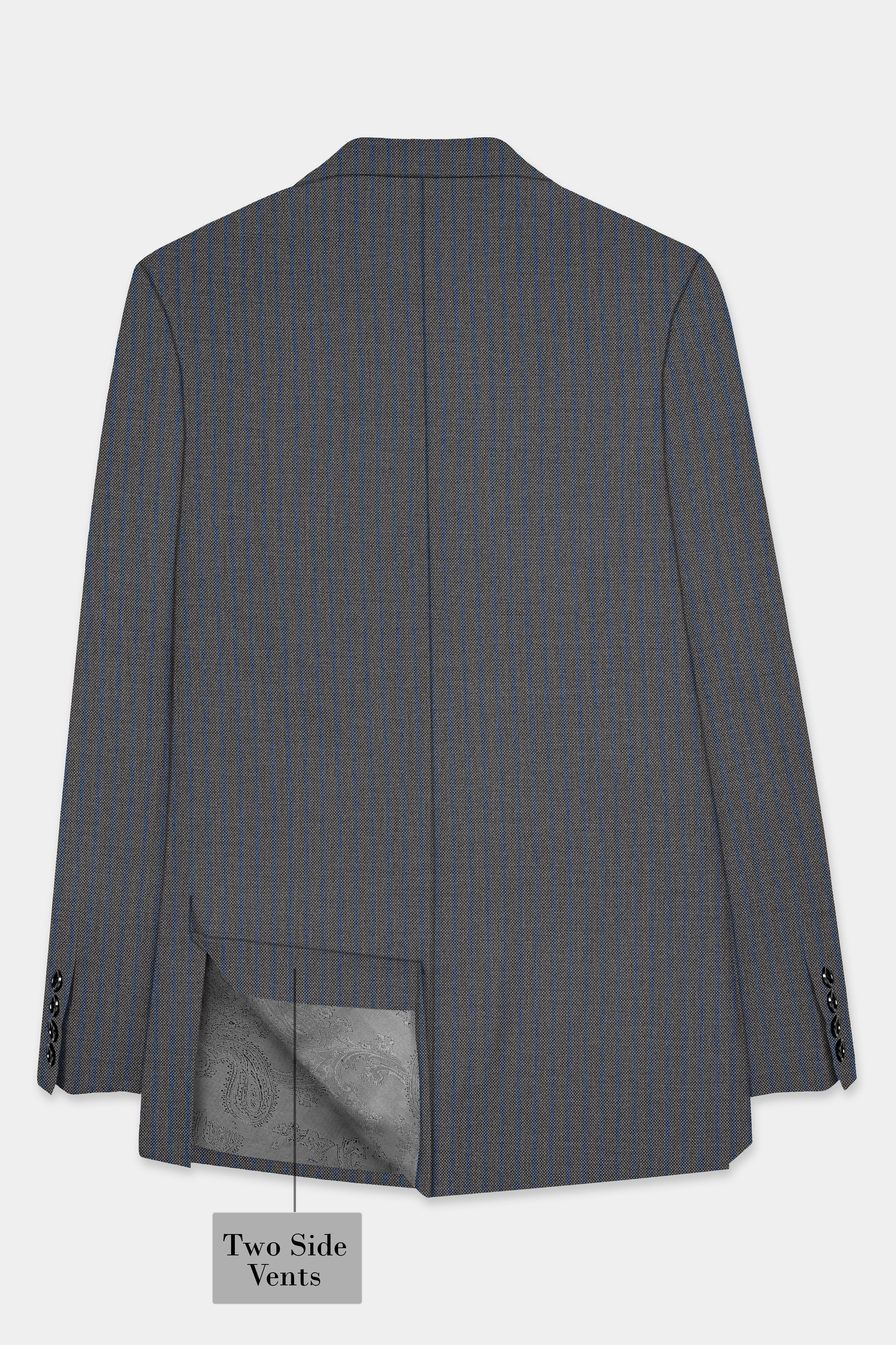 Vampire Gray Striped Wool Single Breasted Suit