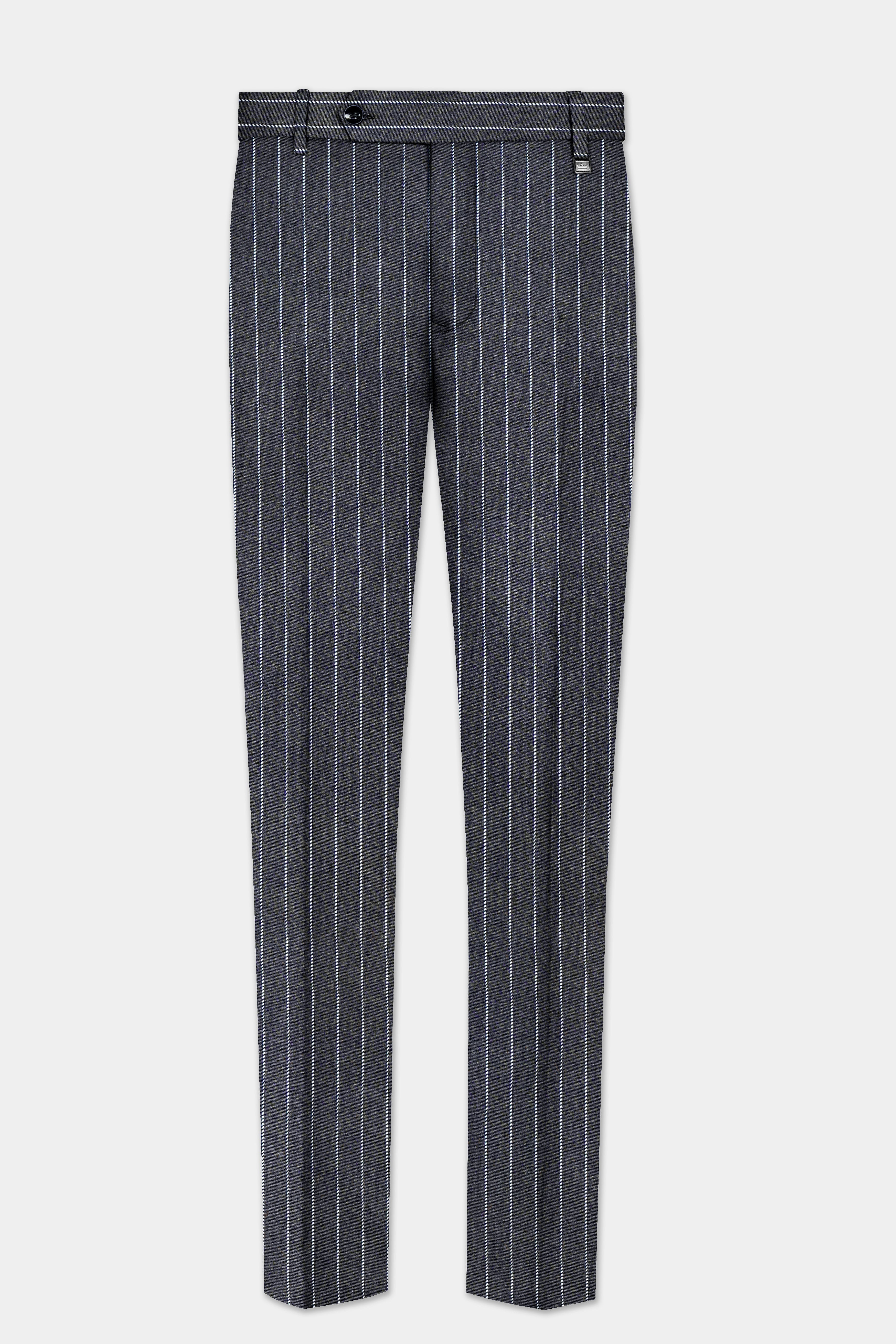 Piano Gray Striped Wool Blend Single Breasted Suit