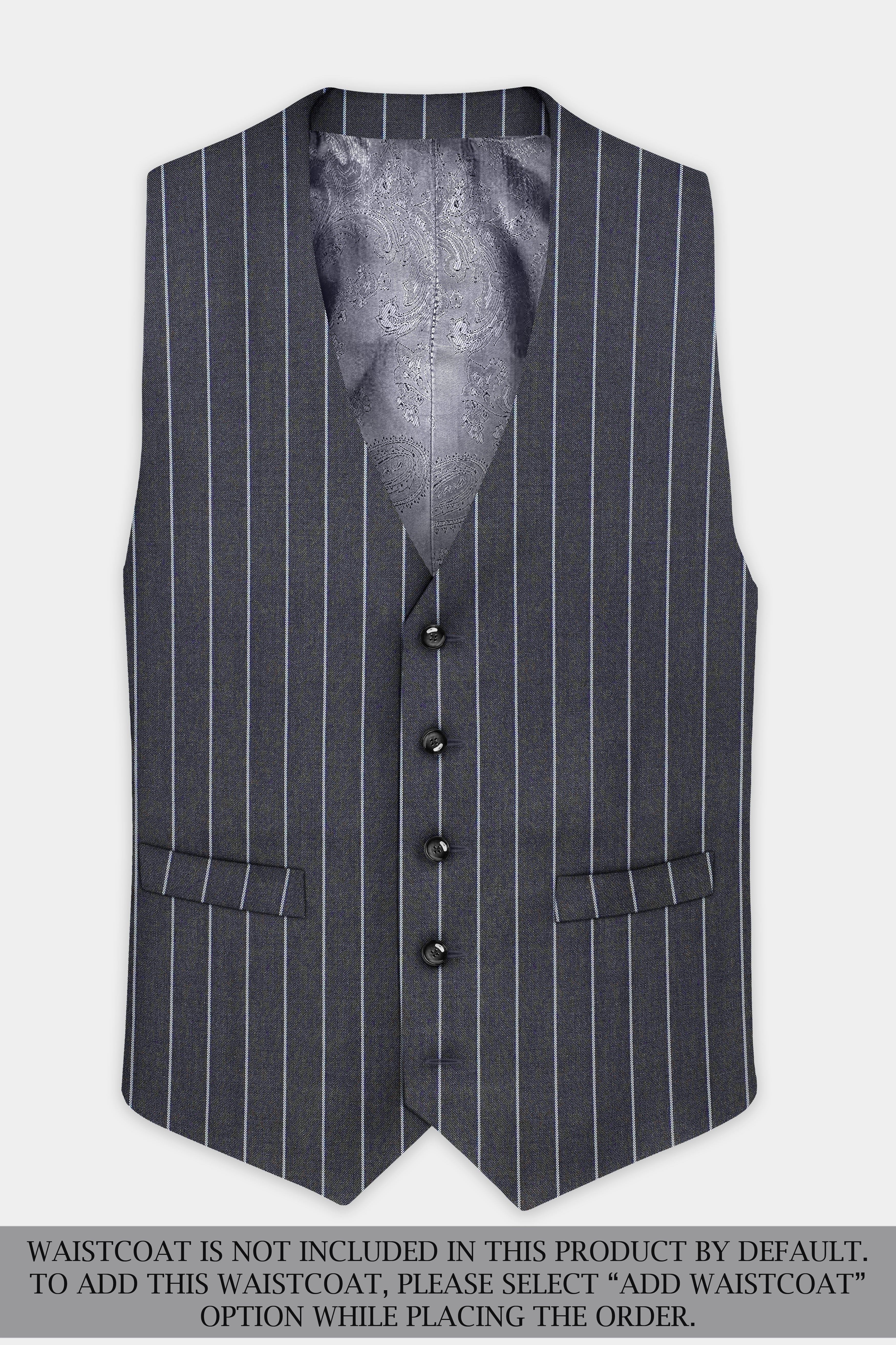 Piano Gray Striped Wool Blend Single Breasted Suit