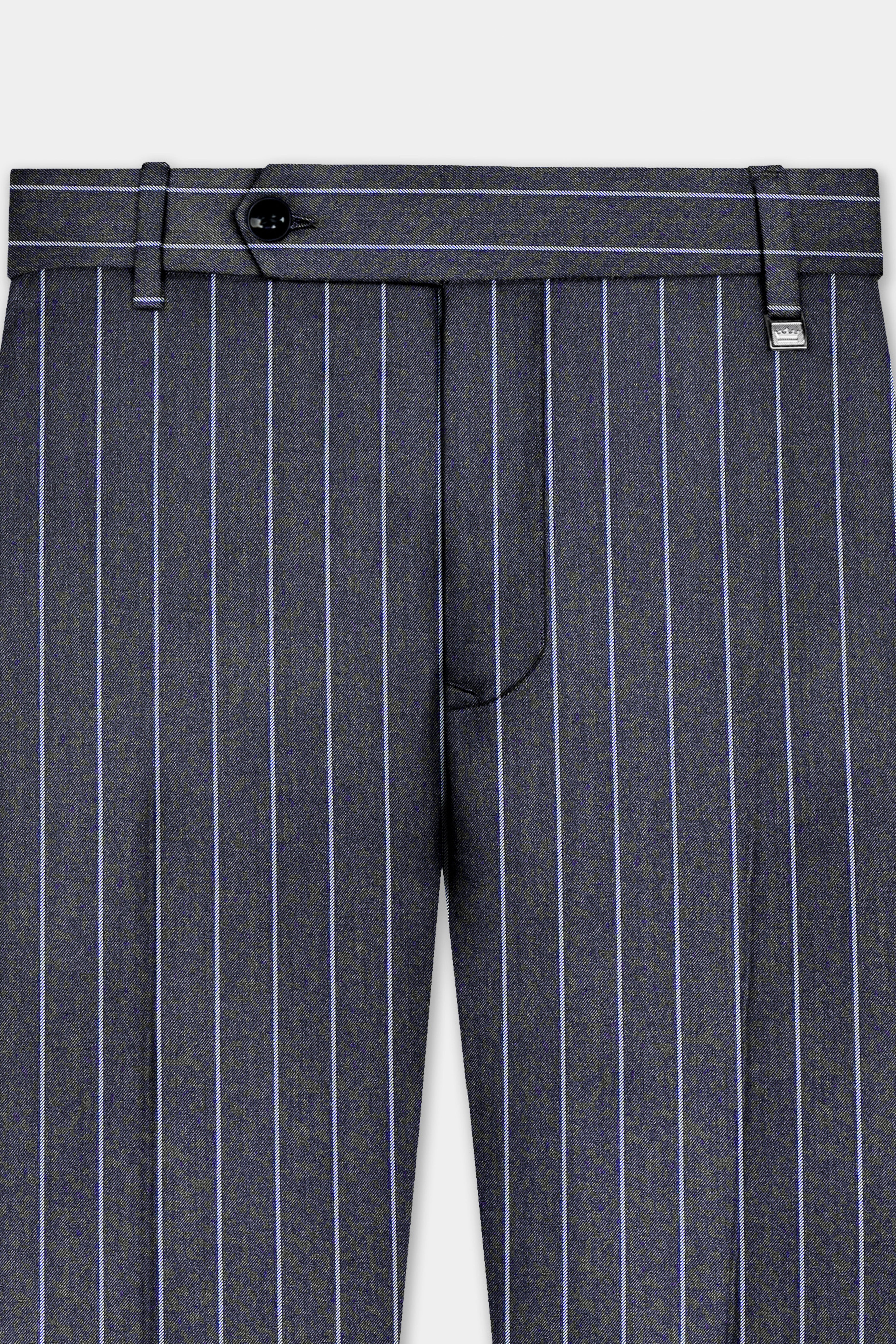 Piano Gray Striped Wool Blend Single Breasted Suit