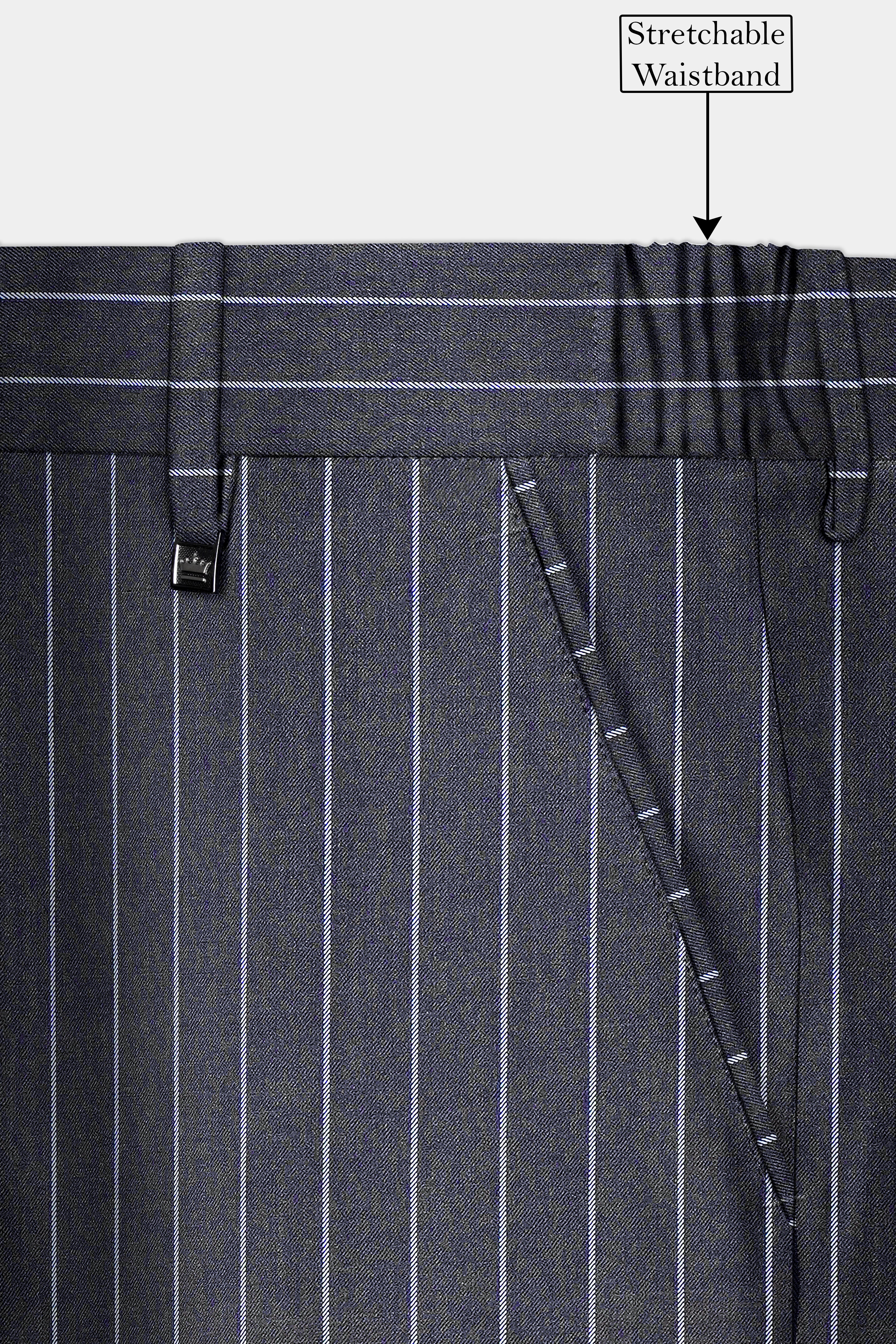 Piano Gray Striped Wool Blend Single Breasted Suit