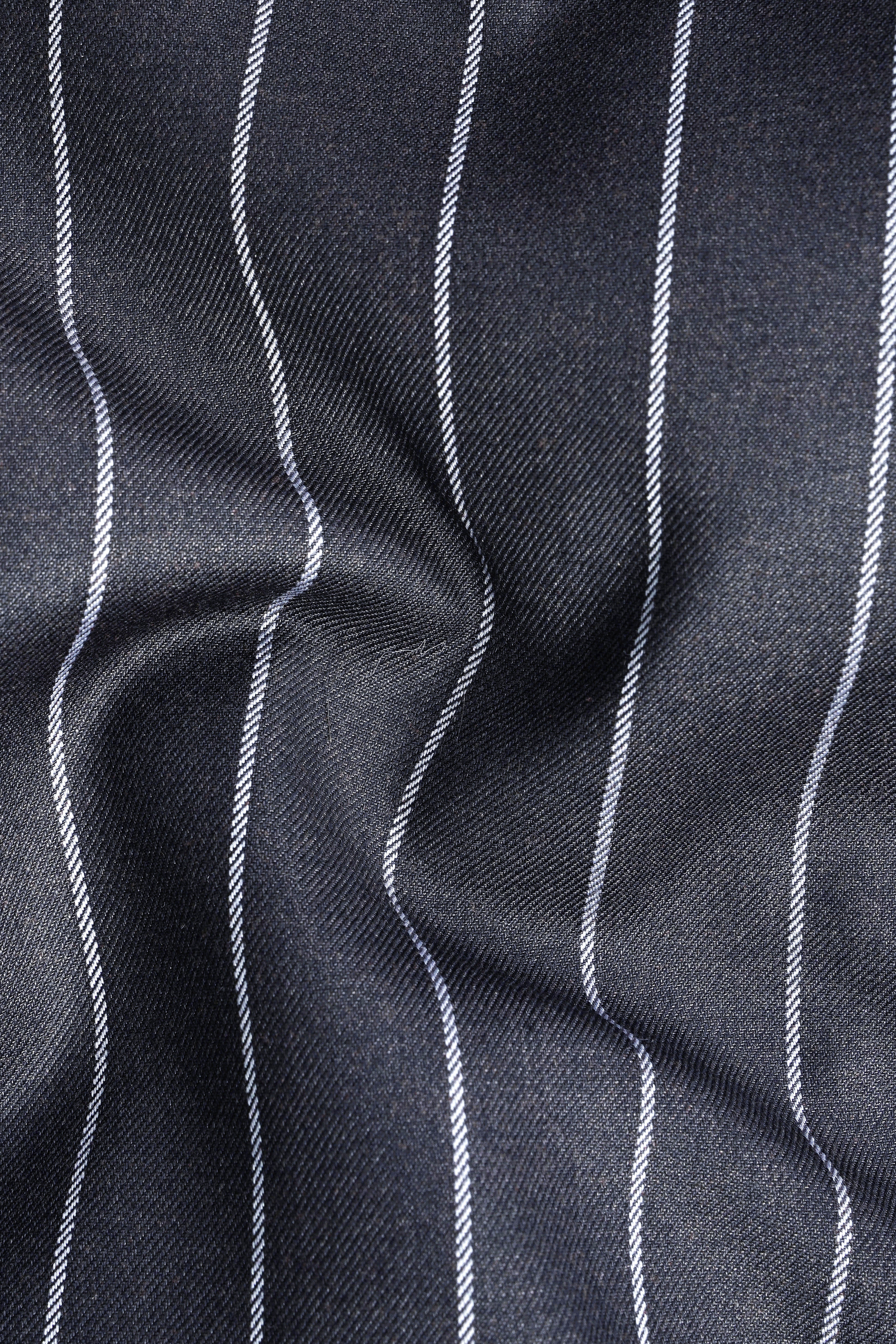 Piano Gray Striped Wool Blend Single Breasted Suit