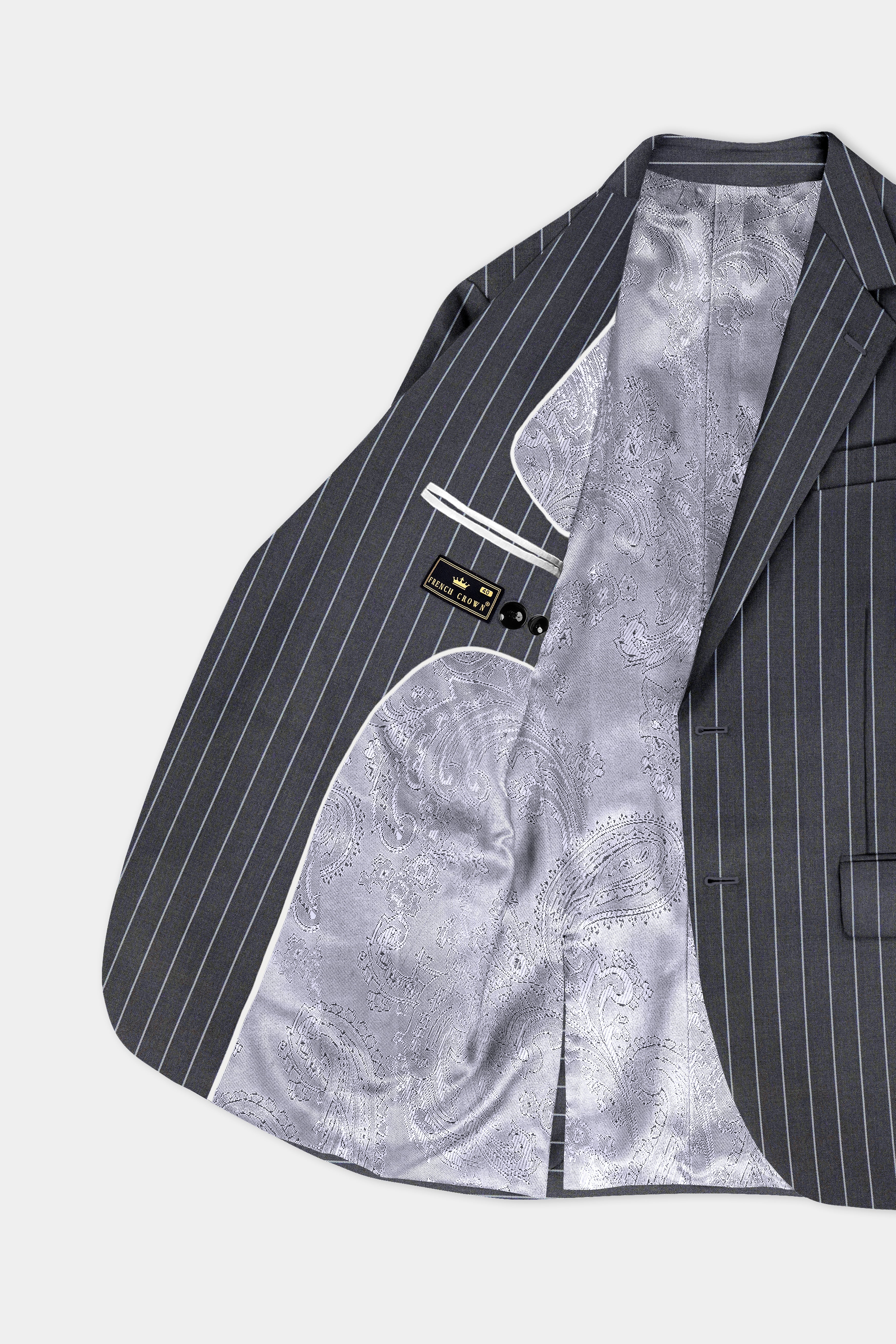 Piano Gray Striped Wool Blend Single Breasted Suit