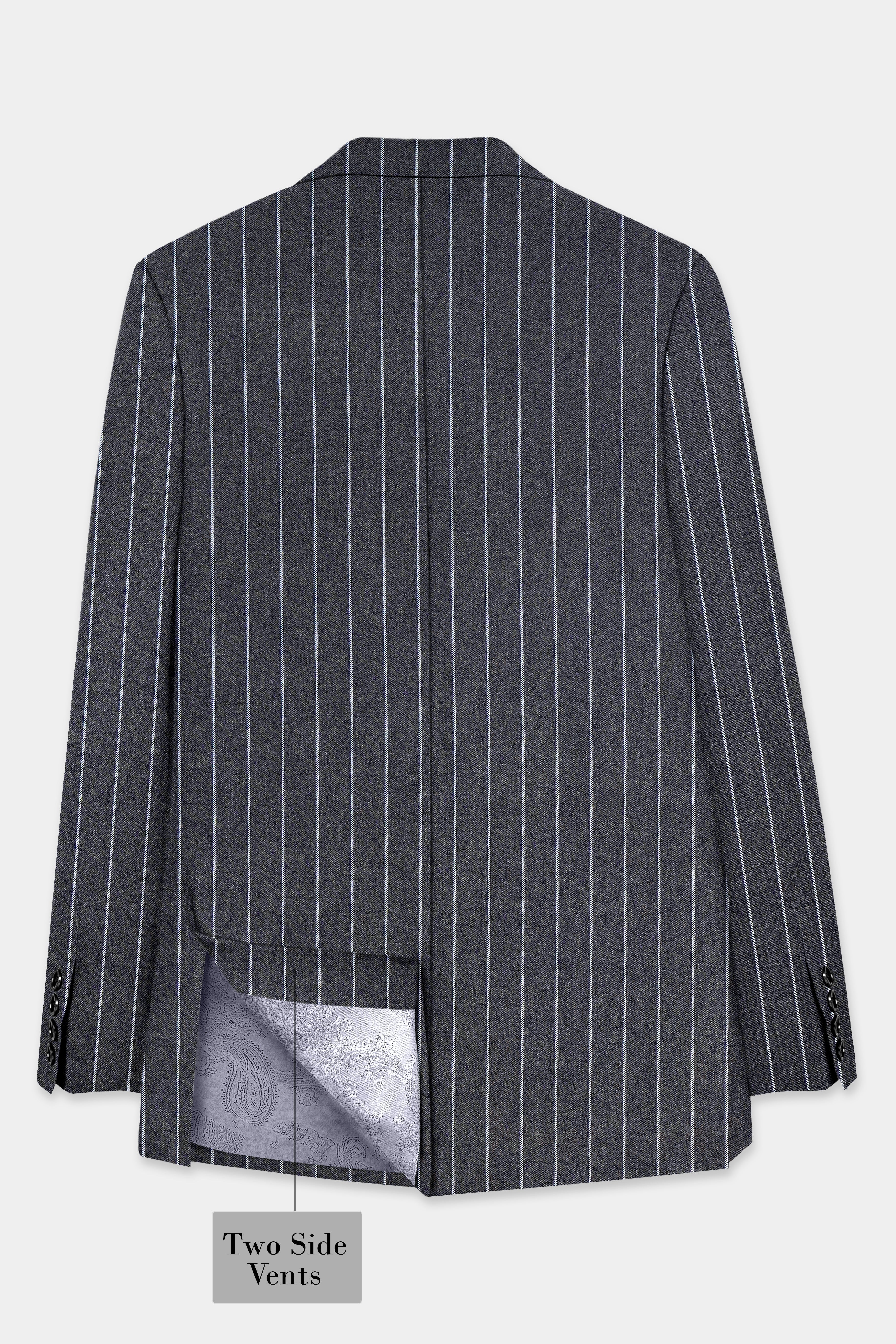 Piano Gray Striped Wool Blend Single Breasted Suit