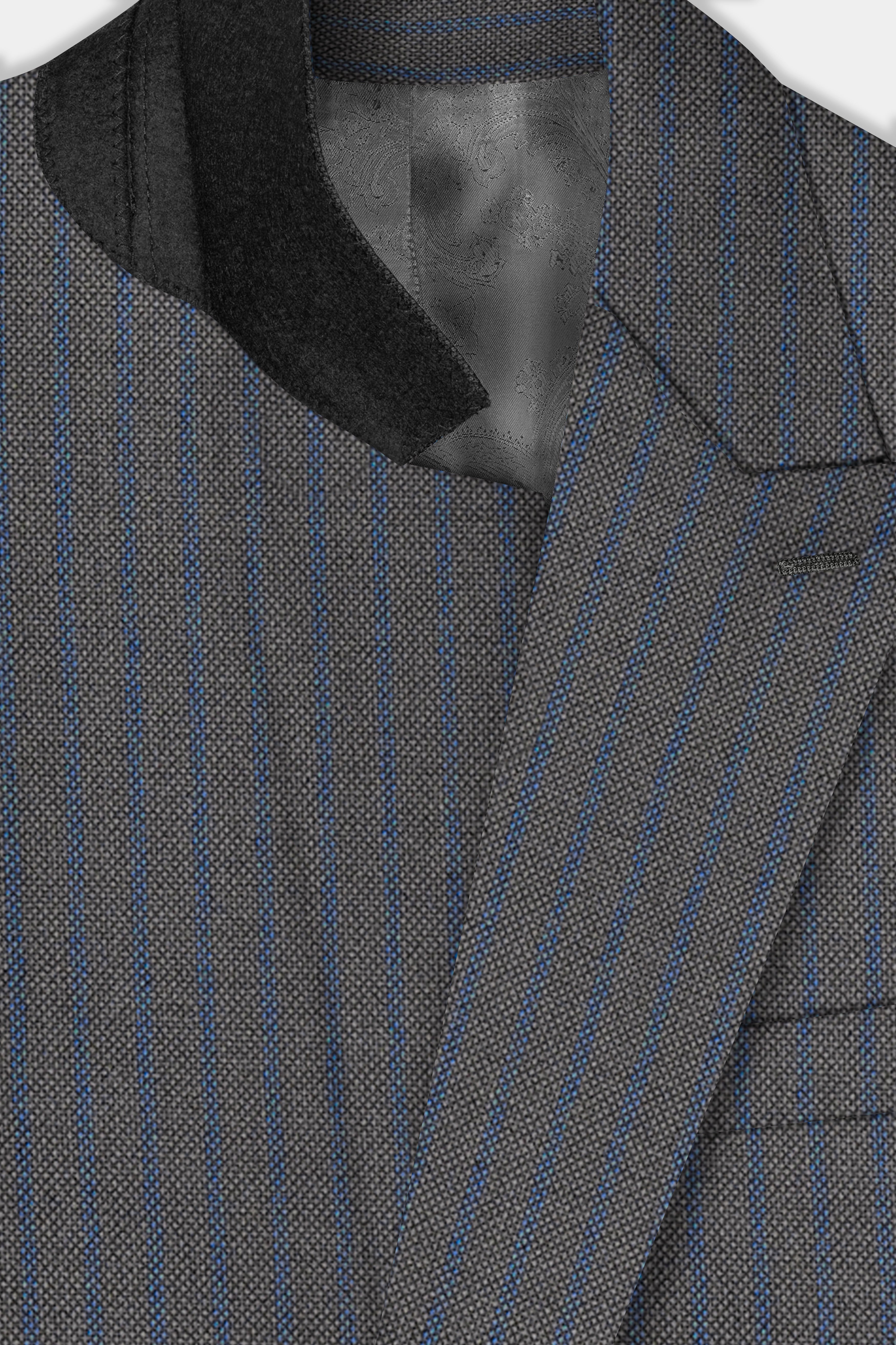 Vampire Gray Striped Wool Double Breasted Suit