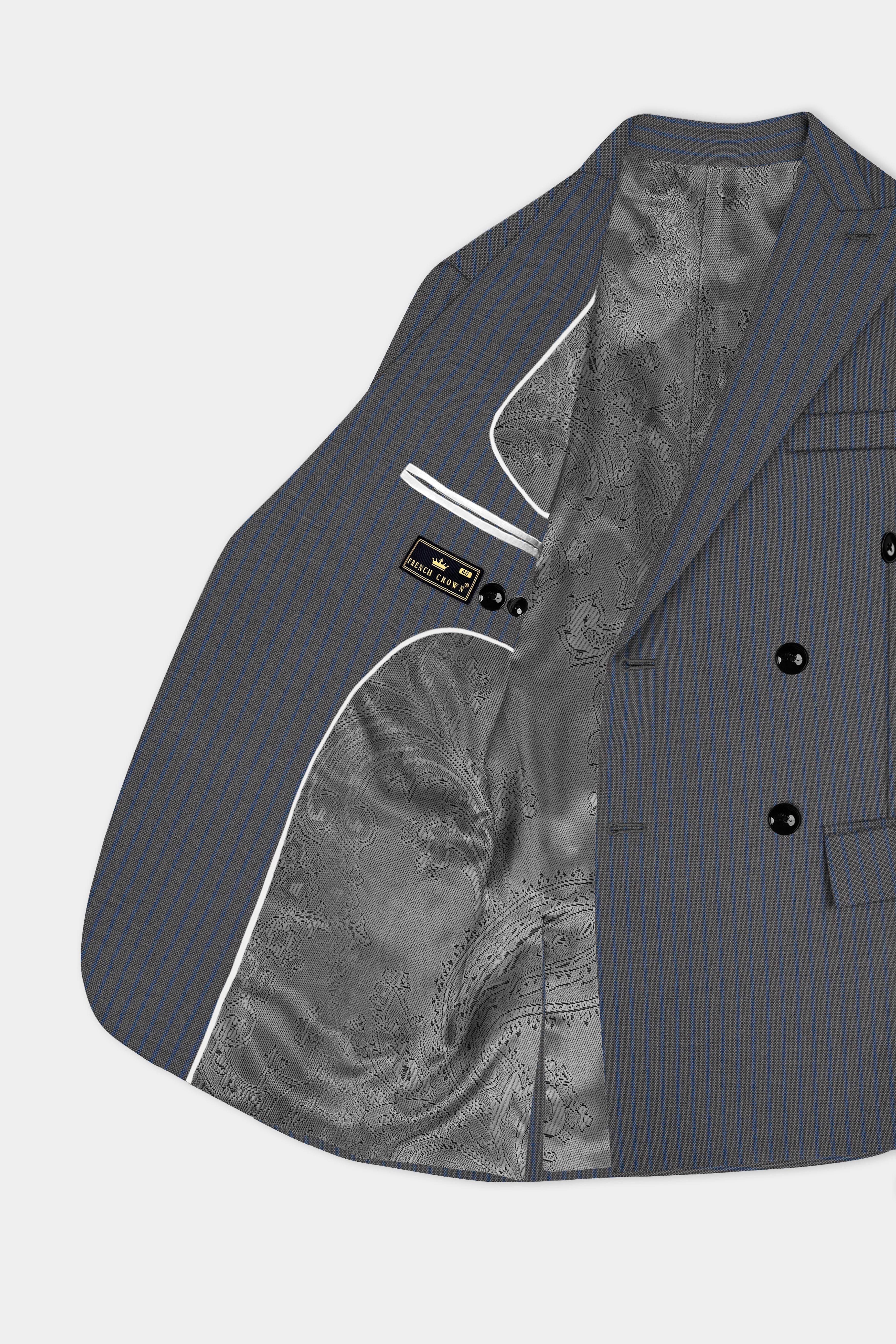 Vampire Gray Striped Wool Double Breasted Suit