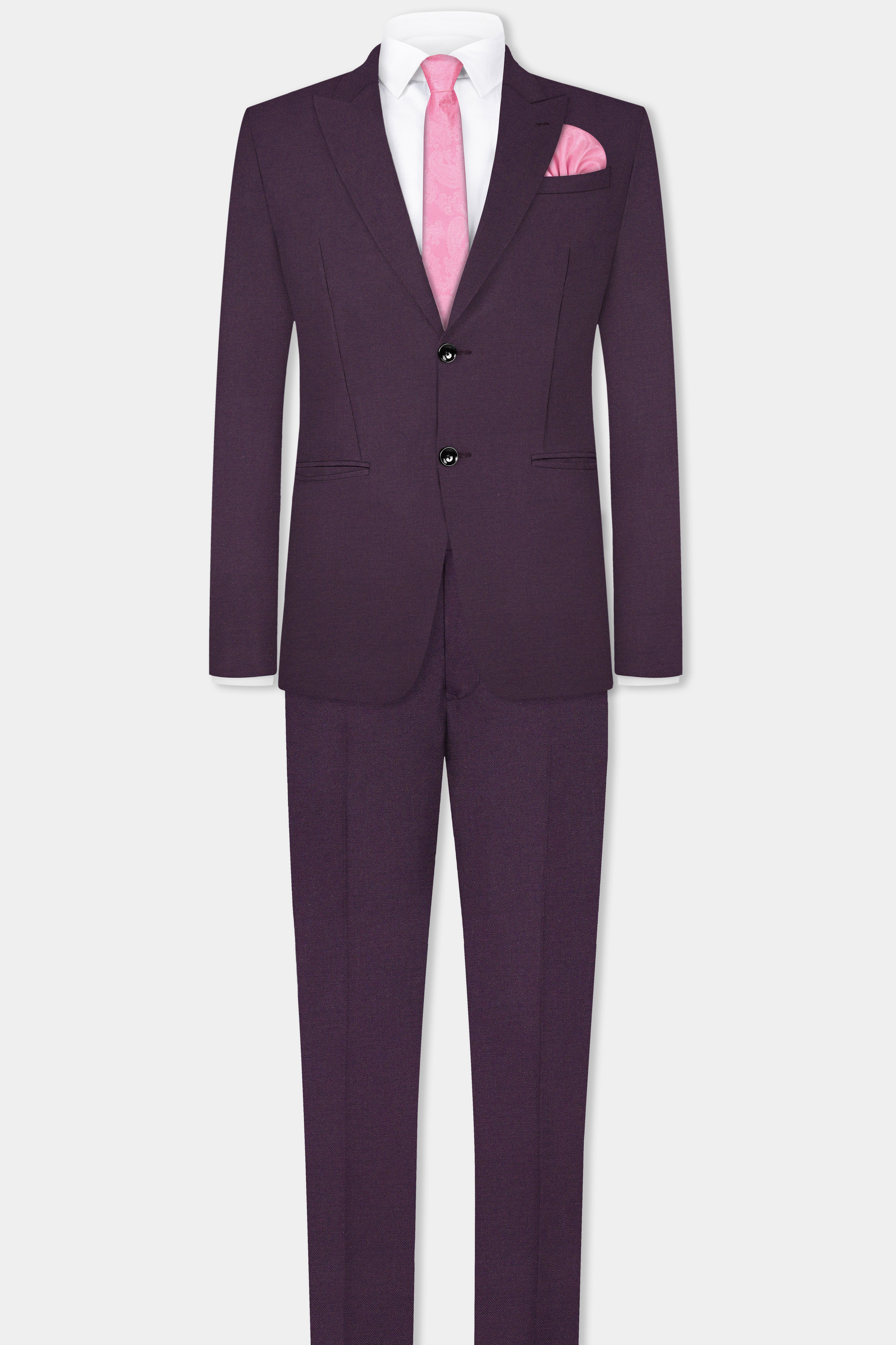 Eminence Purple Solid Wool Blend Single Breasted Suit