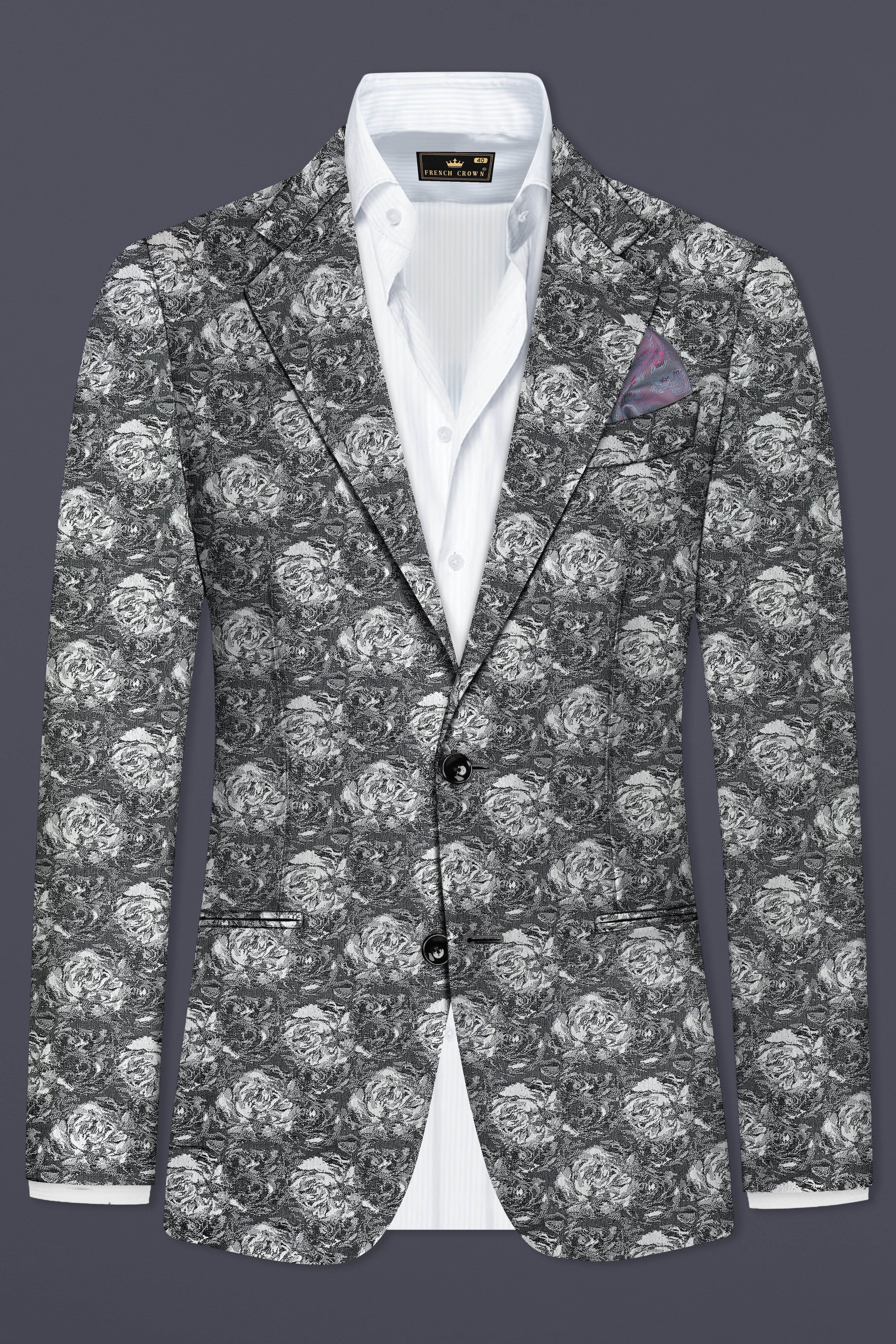 Vampire Gray Jacquard Textured Designer Single Breasted Suit