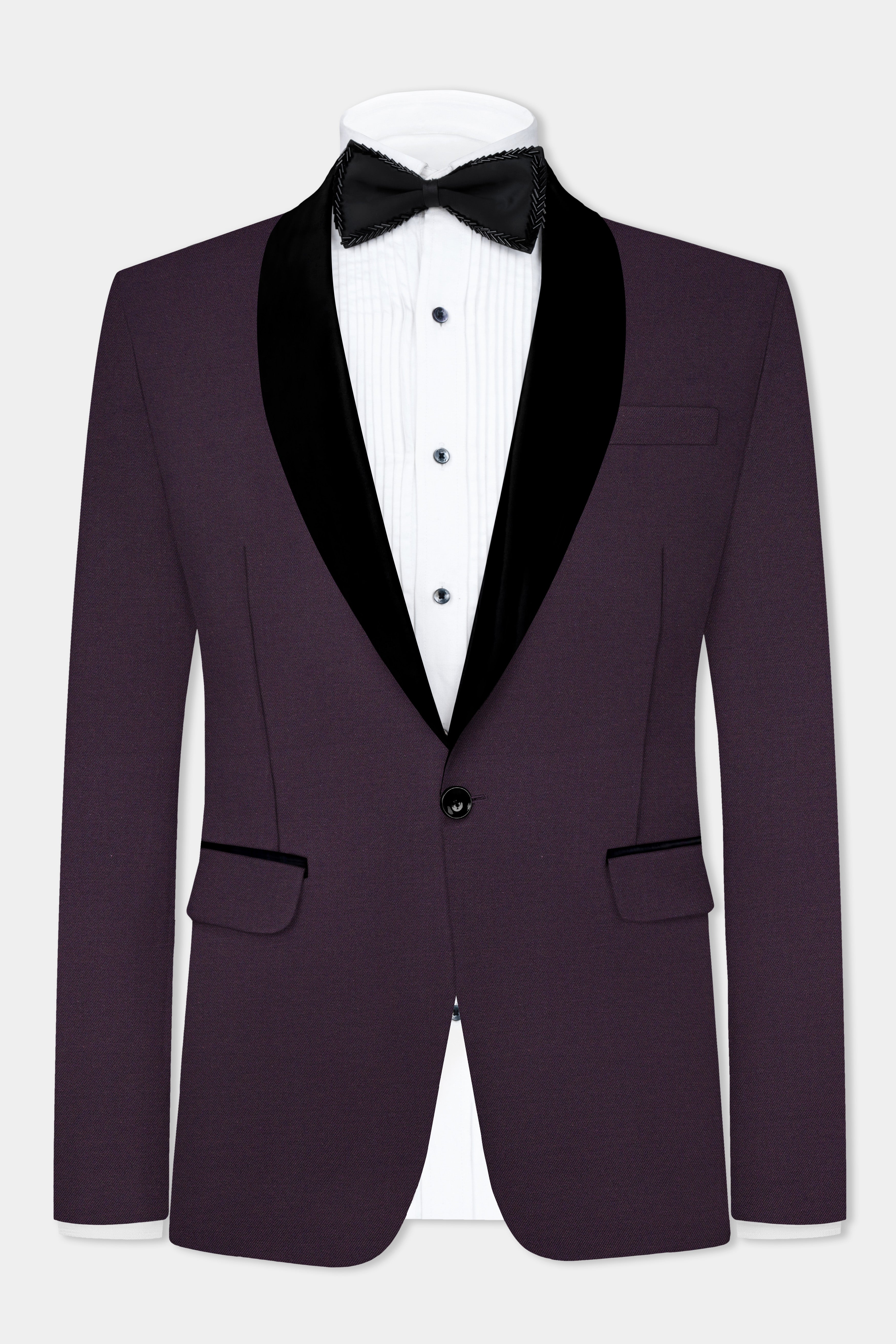 Eminence Purple Solid Wool Blend Tuxedo Suit