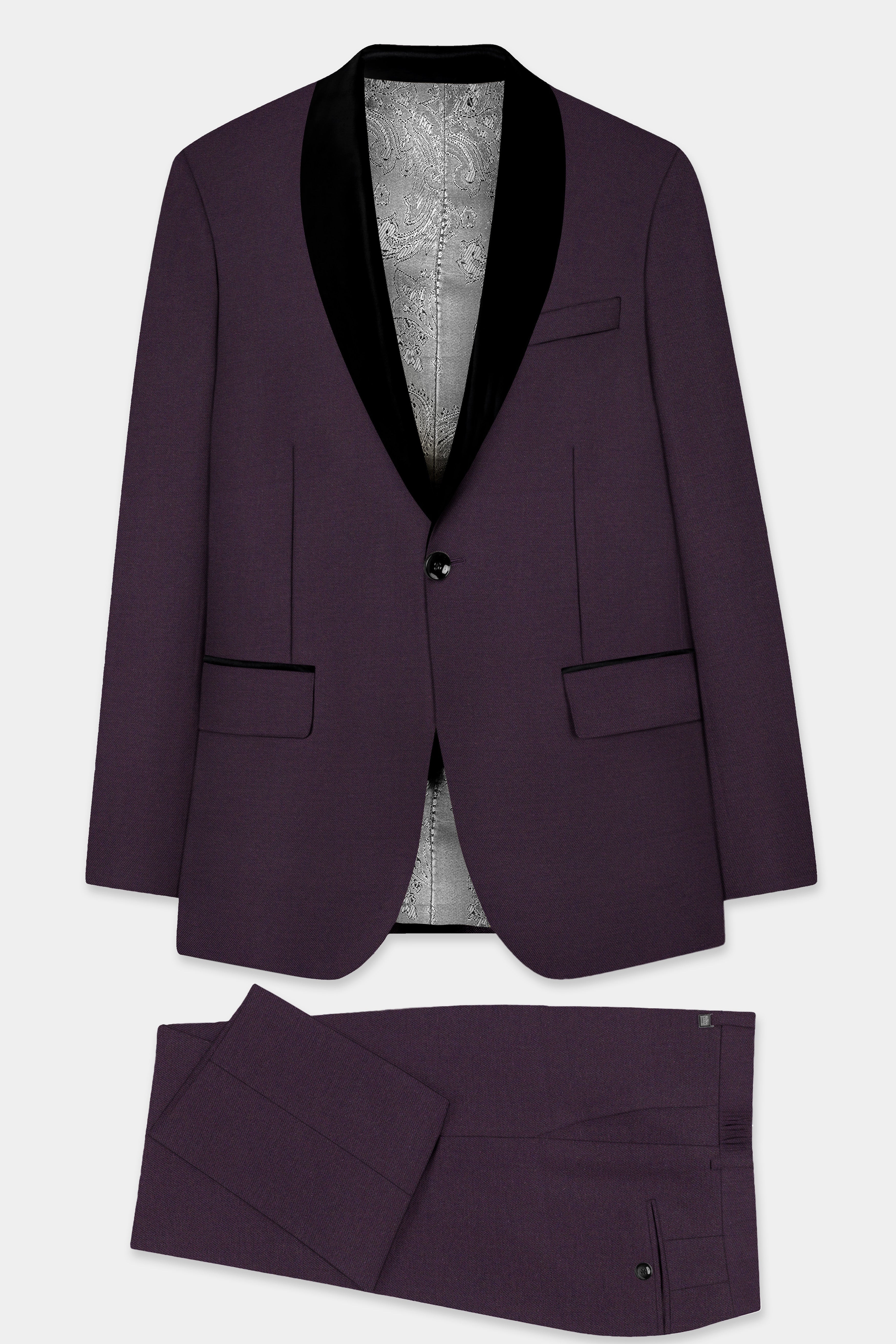 Eminence Purple Solid Wool Blend Tuxedo Suit