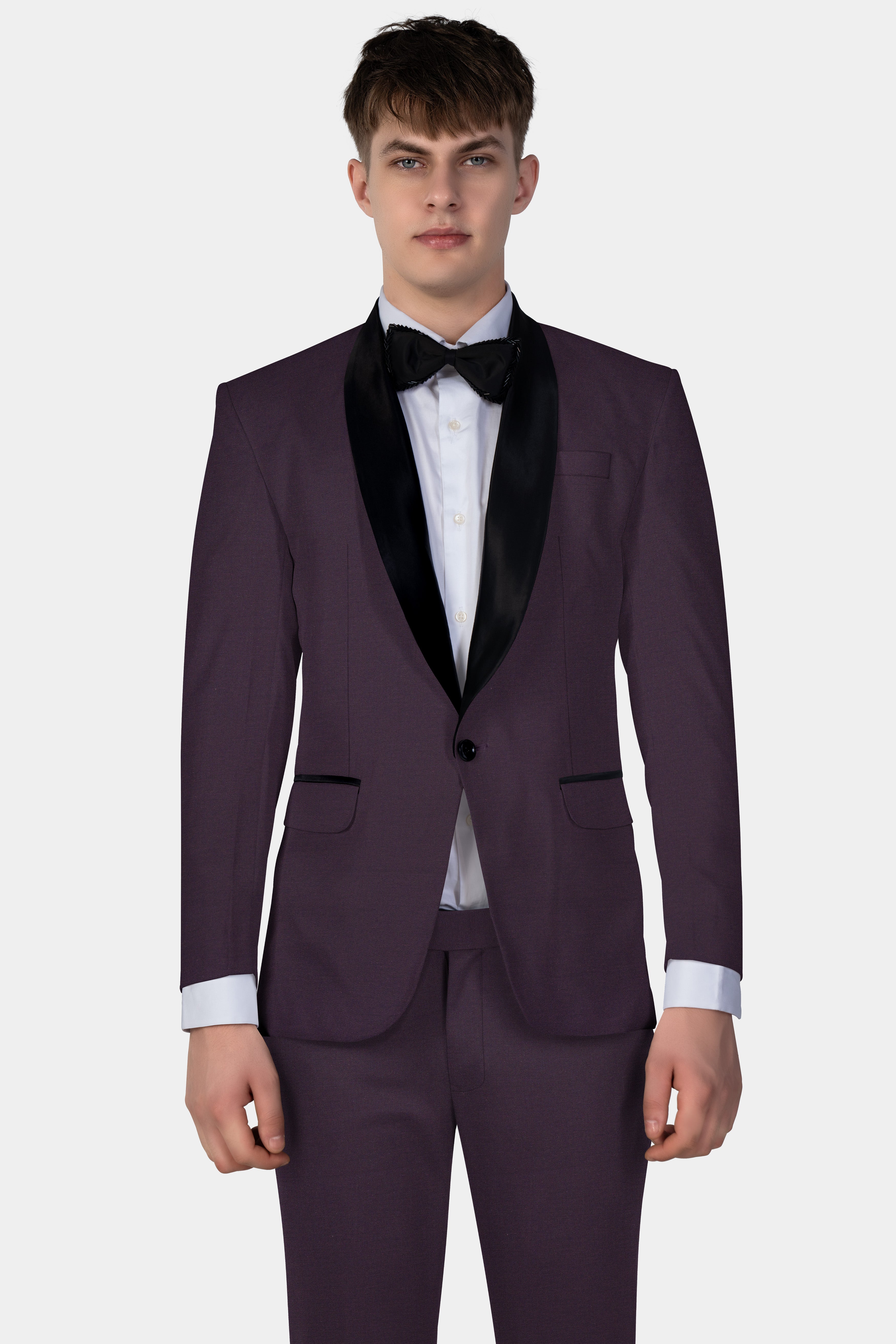 Eminence Purple Solid Wool Blend Tuxedo Suit