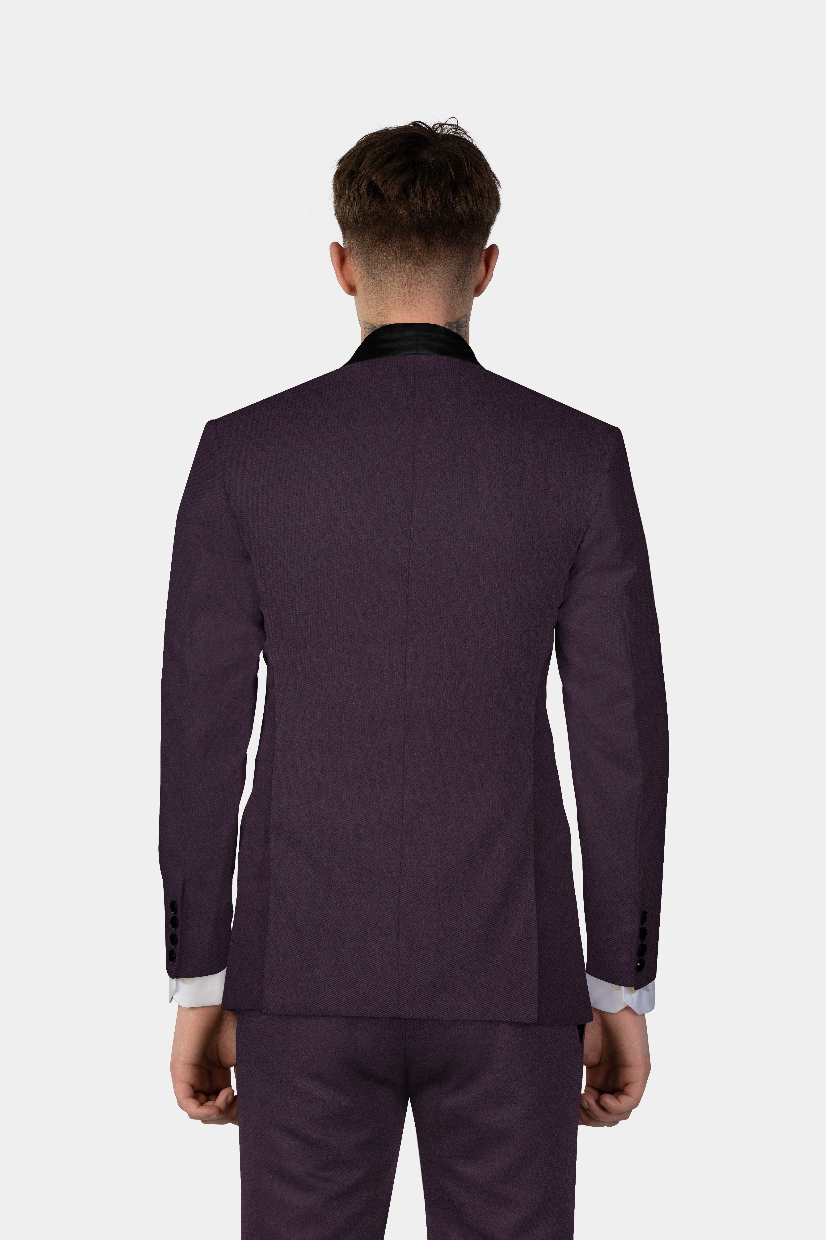 Eminence Purple Solid Wool Blend Tuxedo Suit