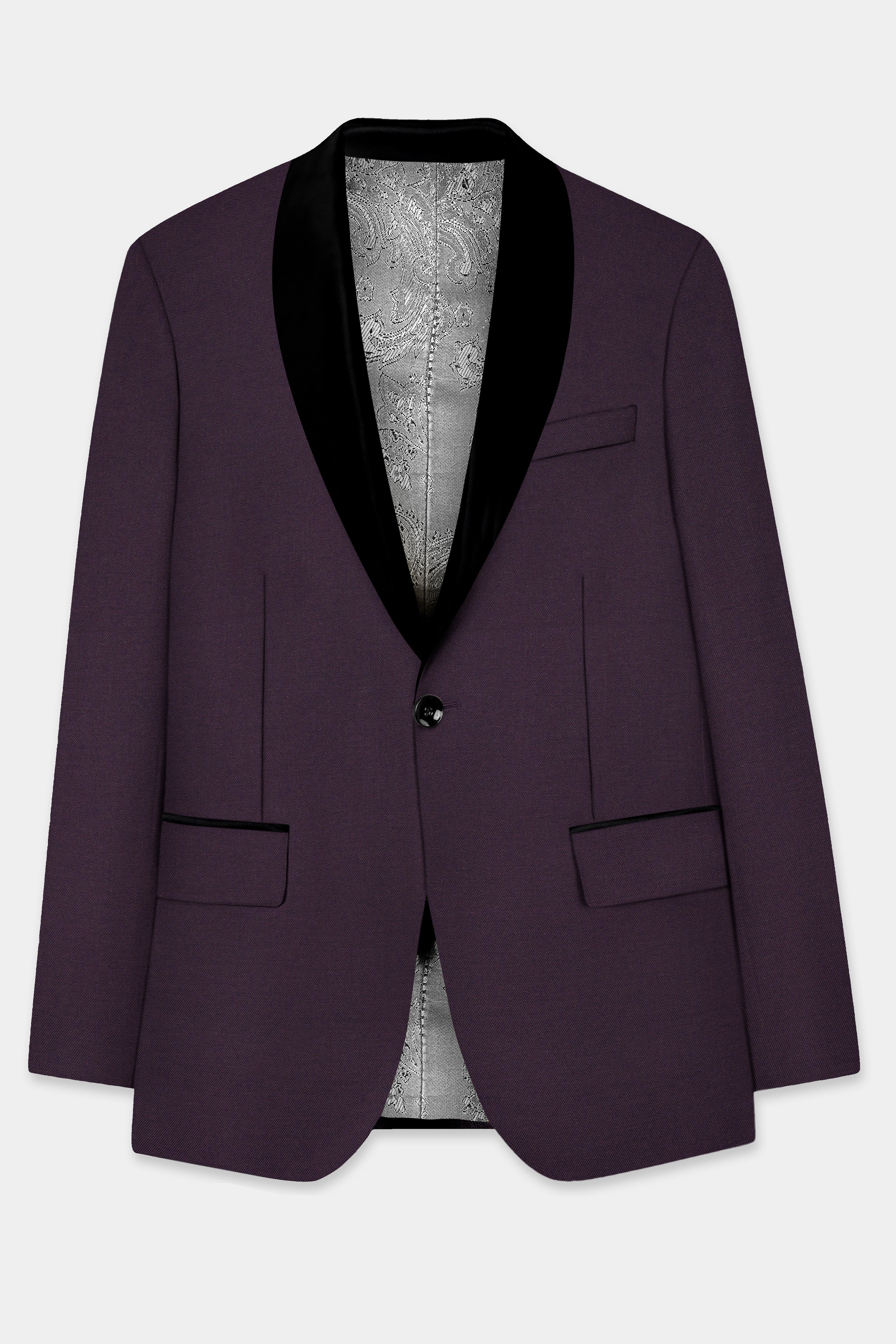 Eminence Purple Solid Wool Blend Tuxedo Suit