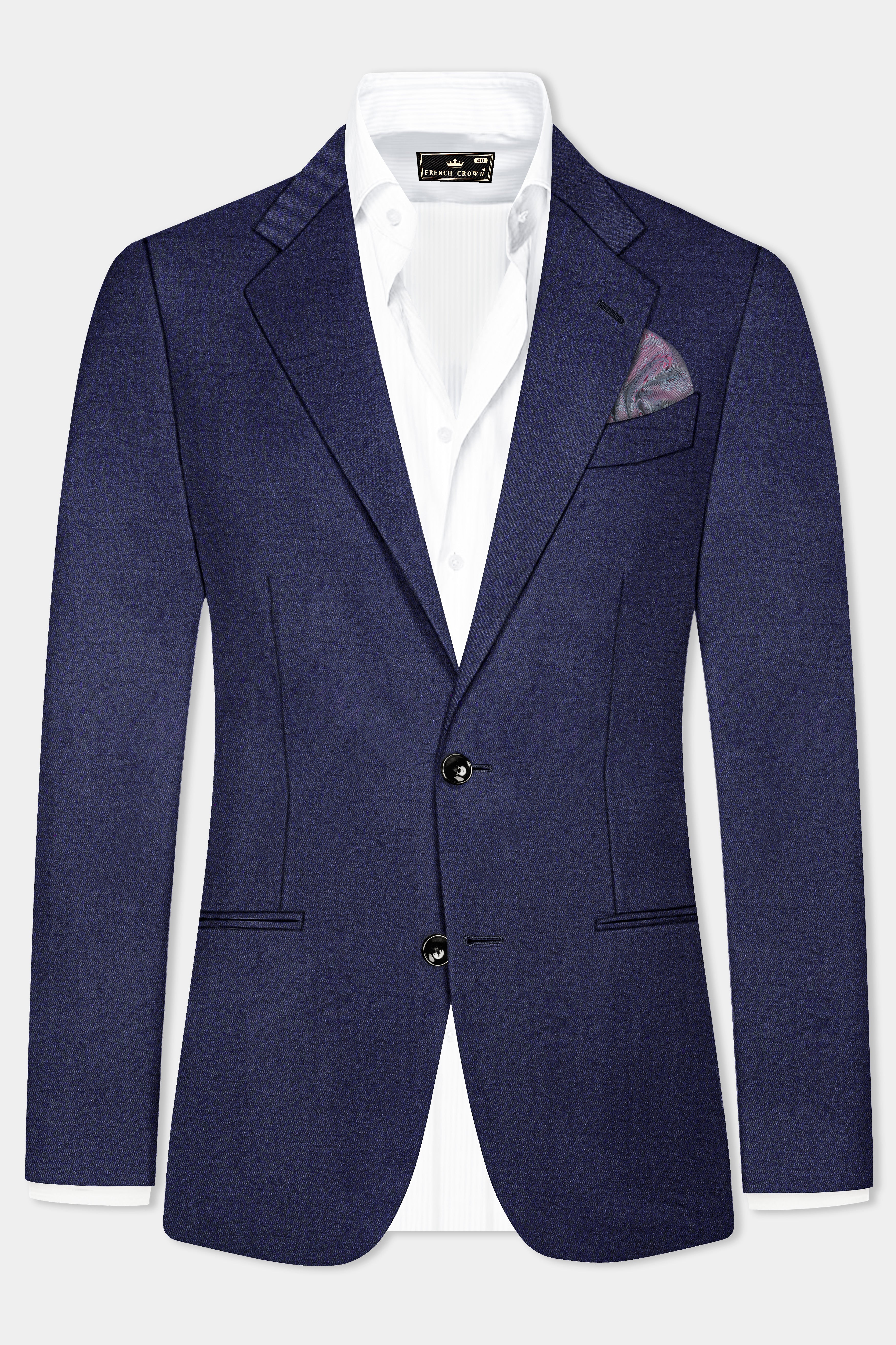 Thunder Blue Solid Wool Blend Single Breasted Suit