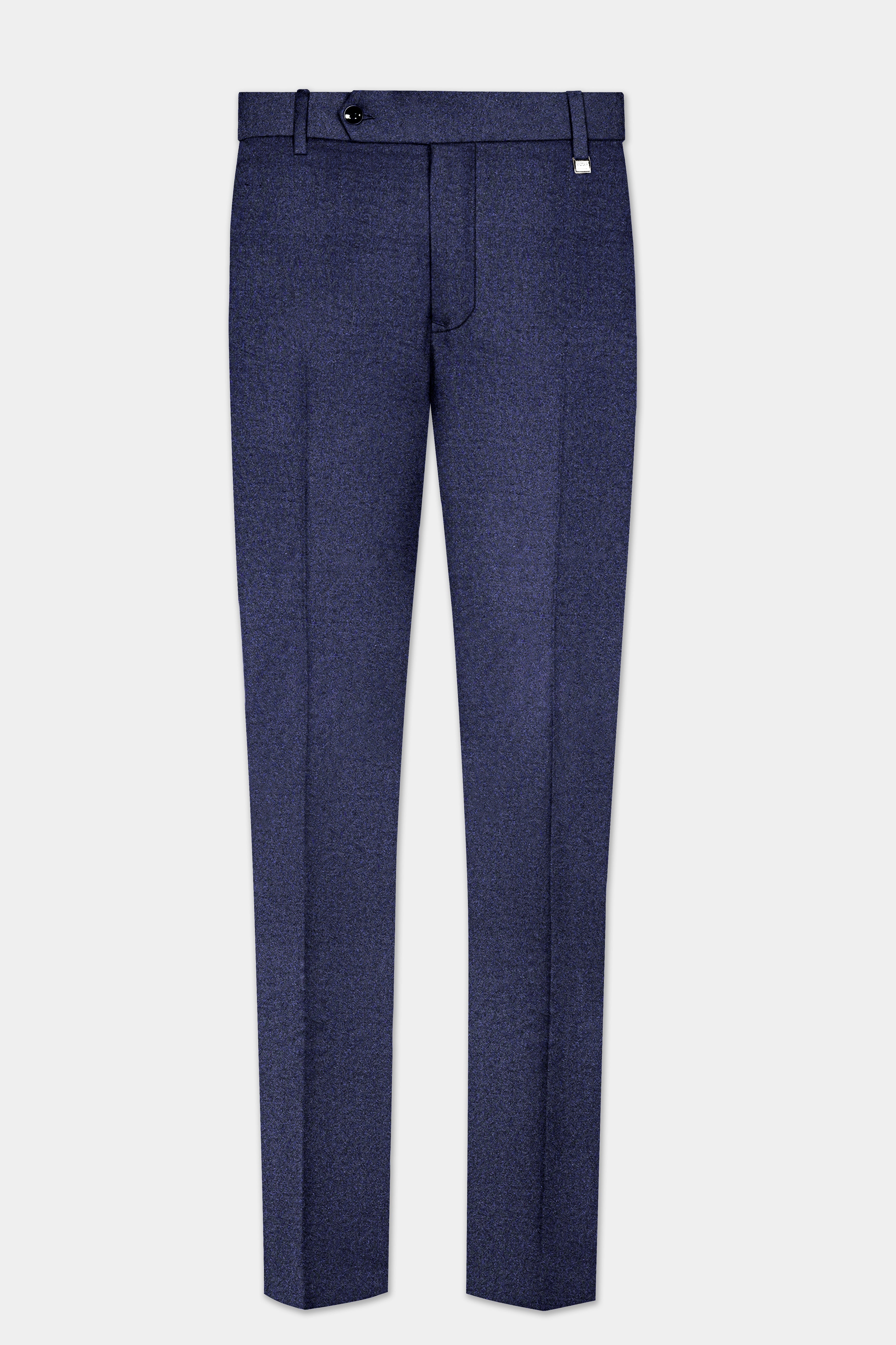 Thunder Blue Solid Wool Blend Single Breasted Suit