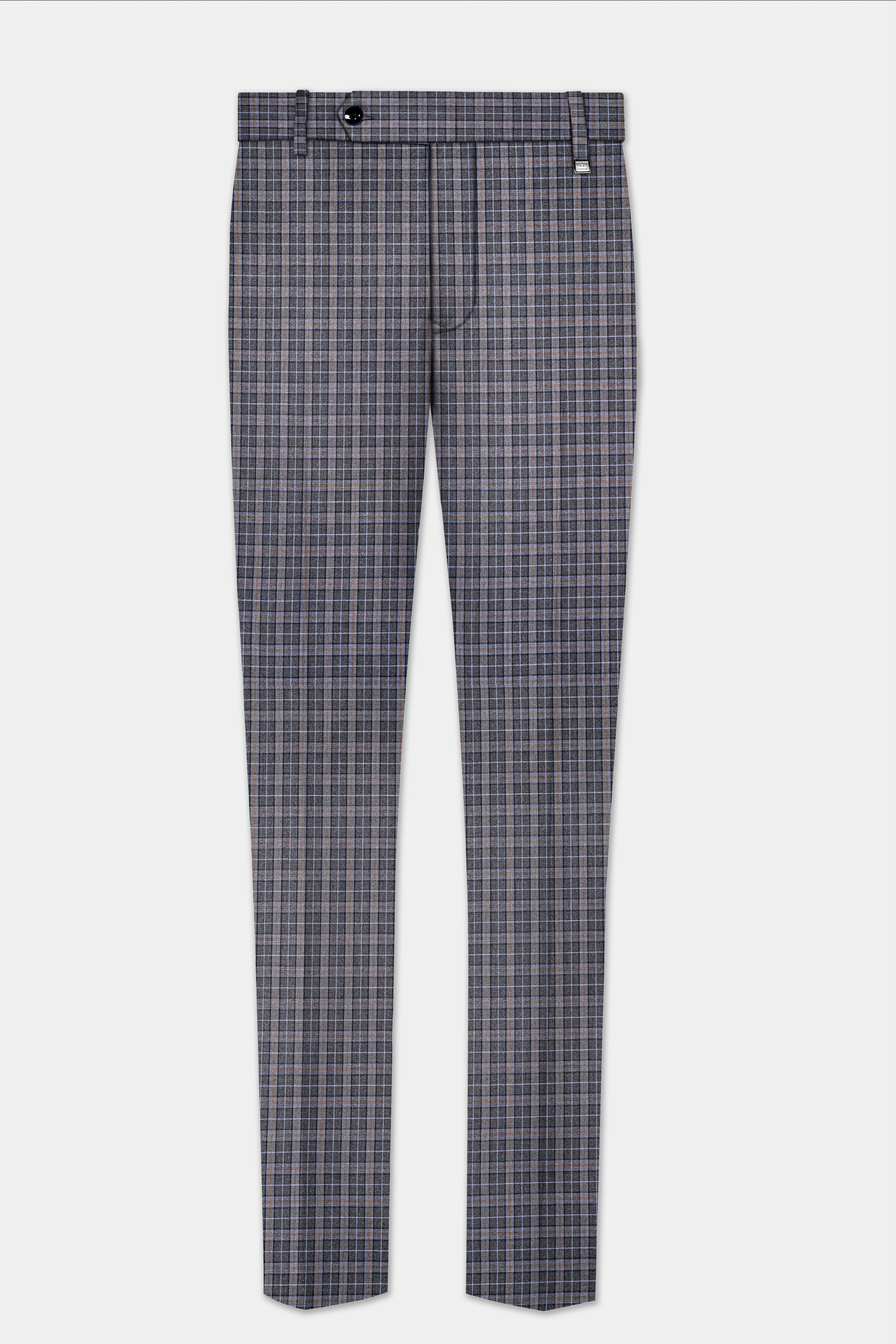 Smokey Gray Plaid Wool Blend Single Breasted Suit