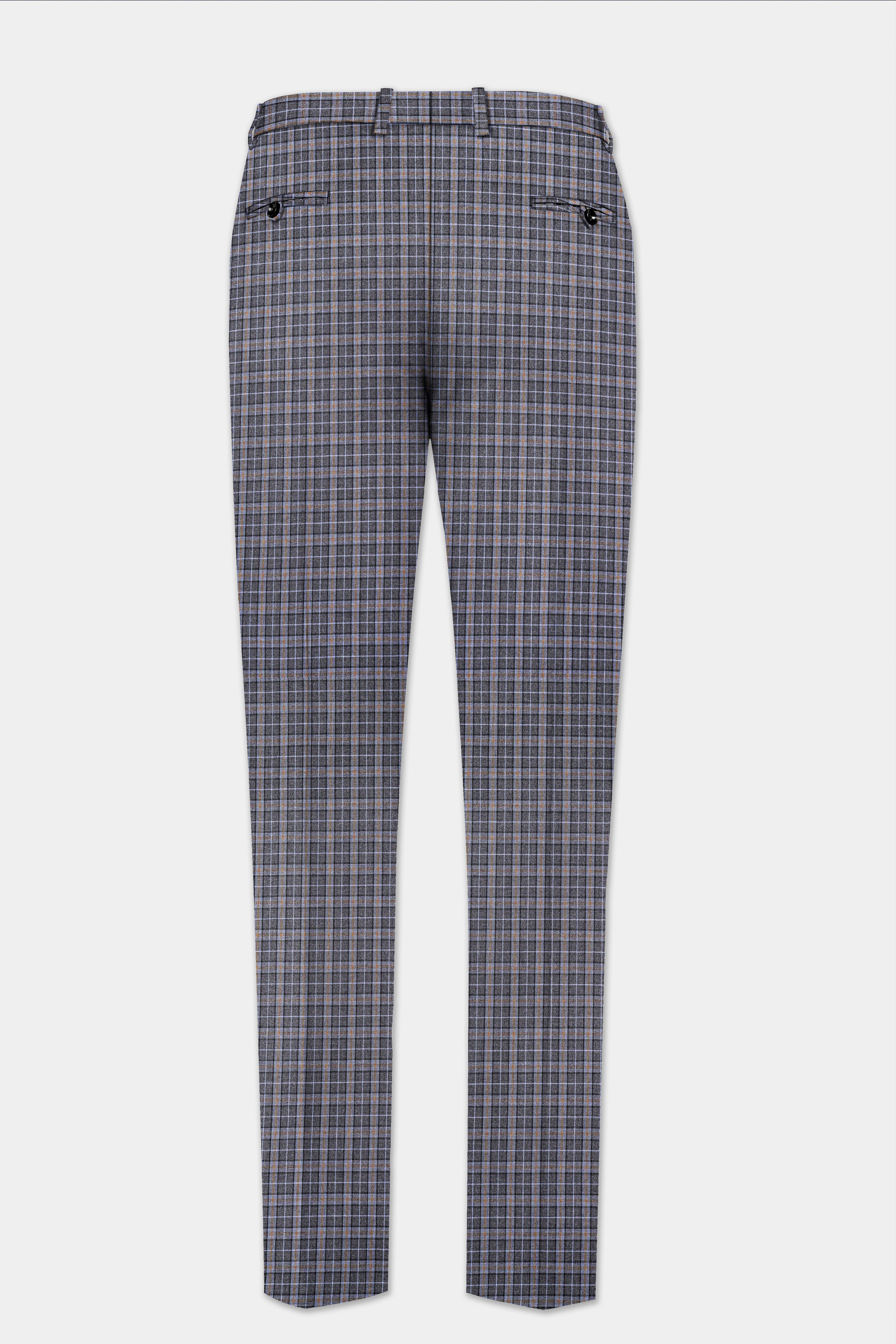 Smokey Gray Plaid Wool Blend Single Breasted Suit