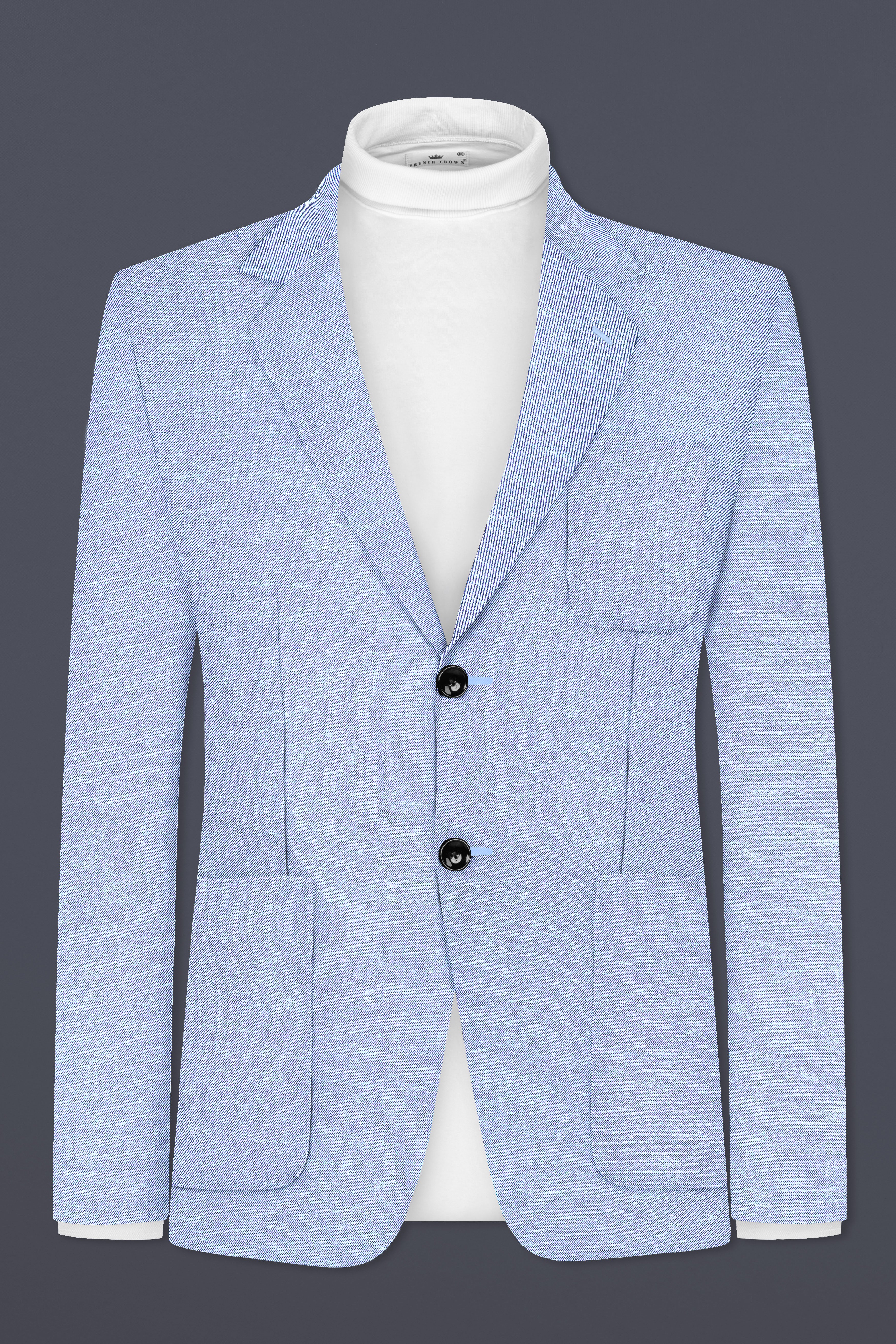 Carolina Blue Textured Cotton Single Breasted Designer Suit