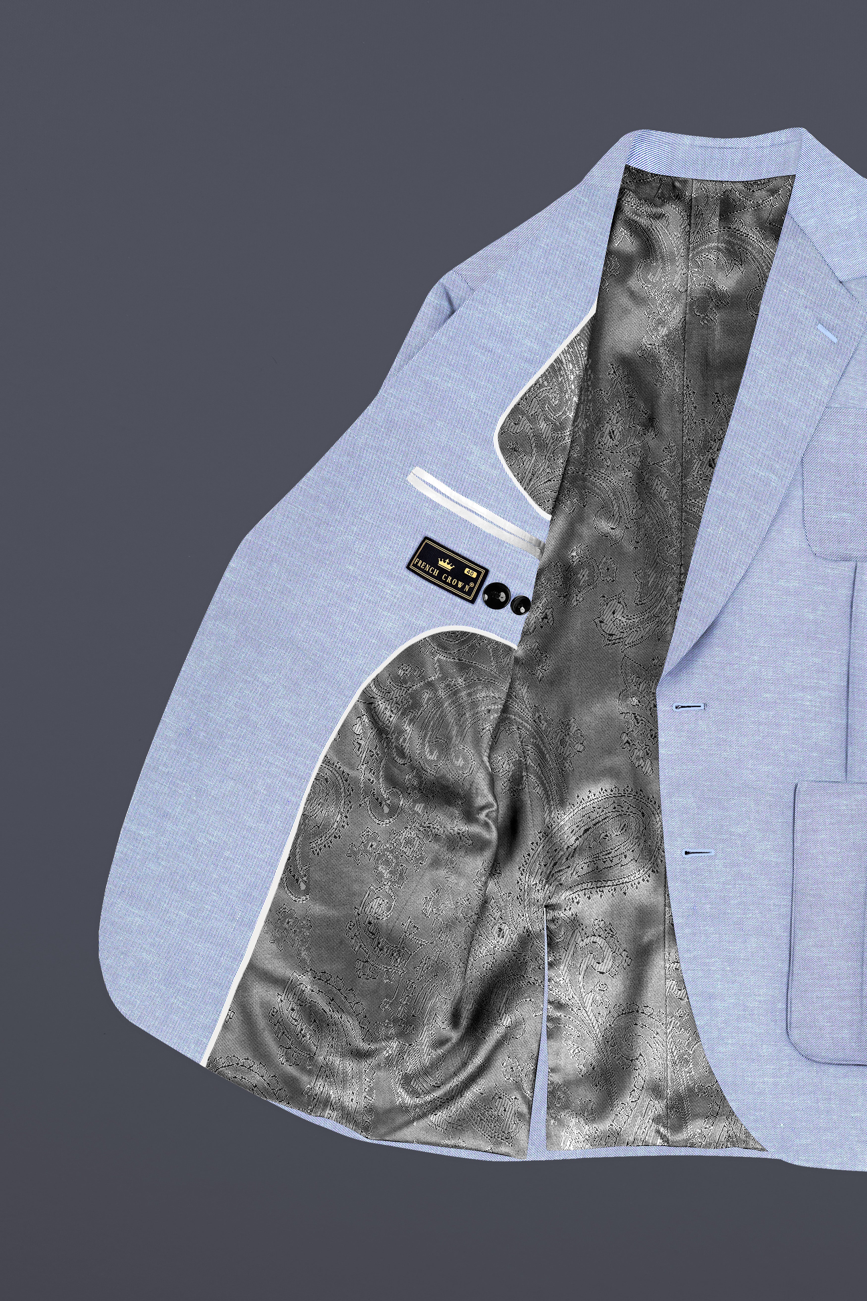 Carolina Blue Textured Cotton Single Breasted Designer Suit